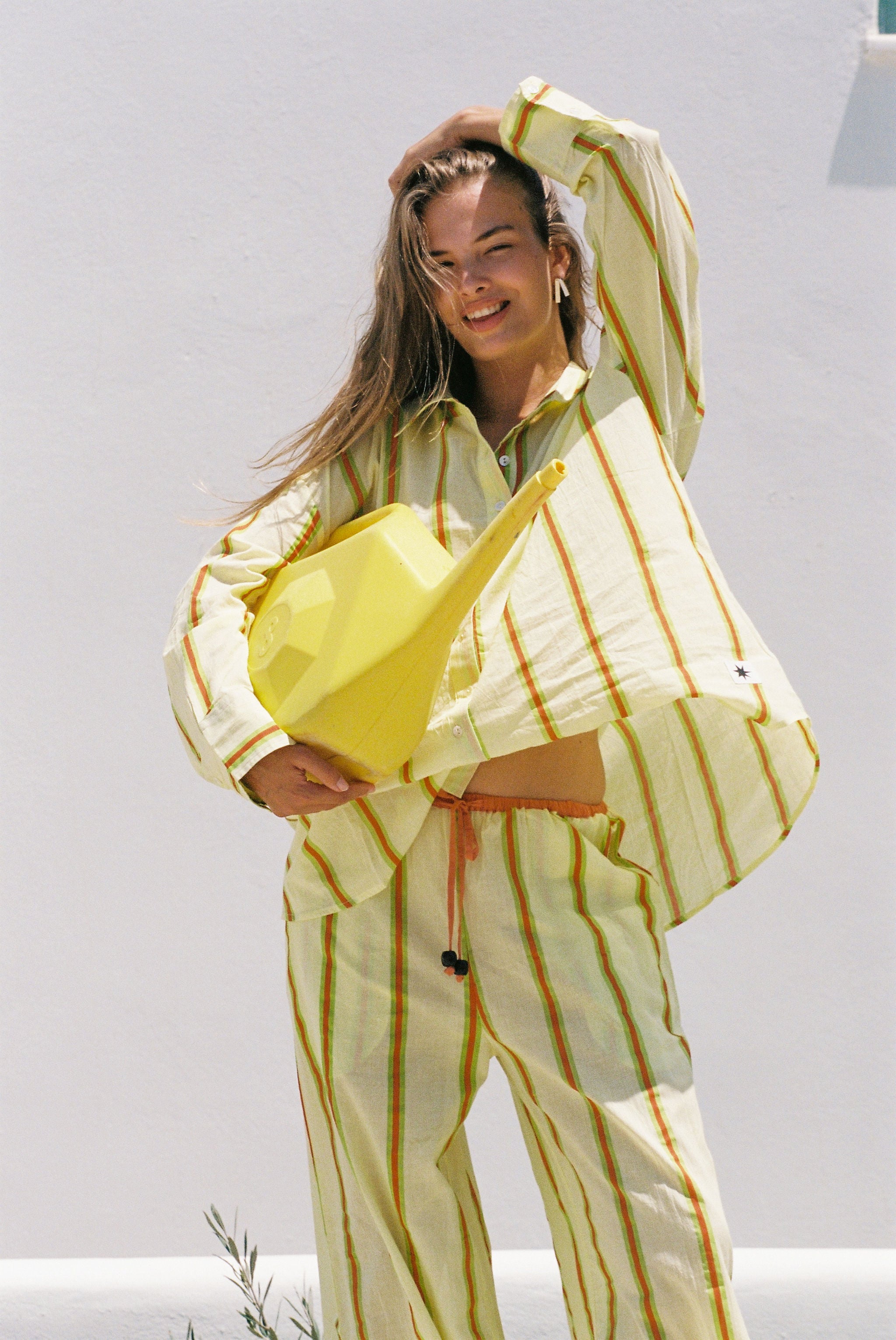 Sandy Stripe Vines Shirt - Yellow