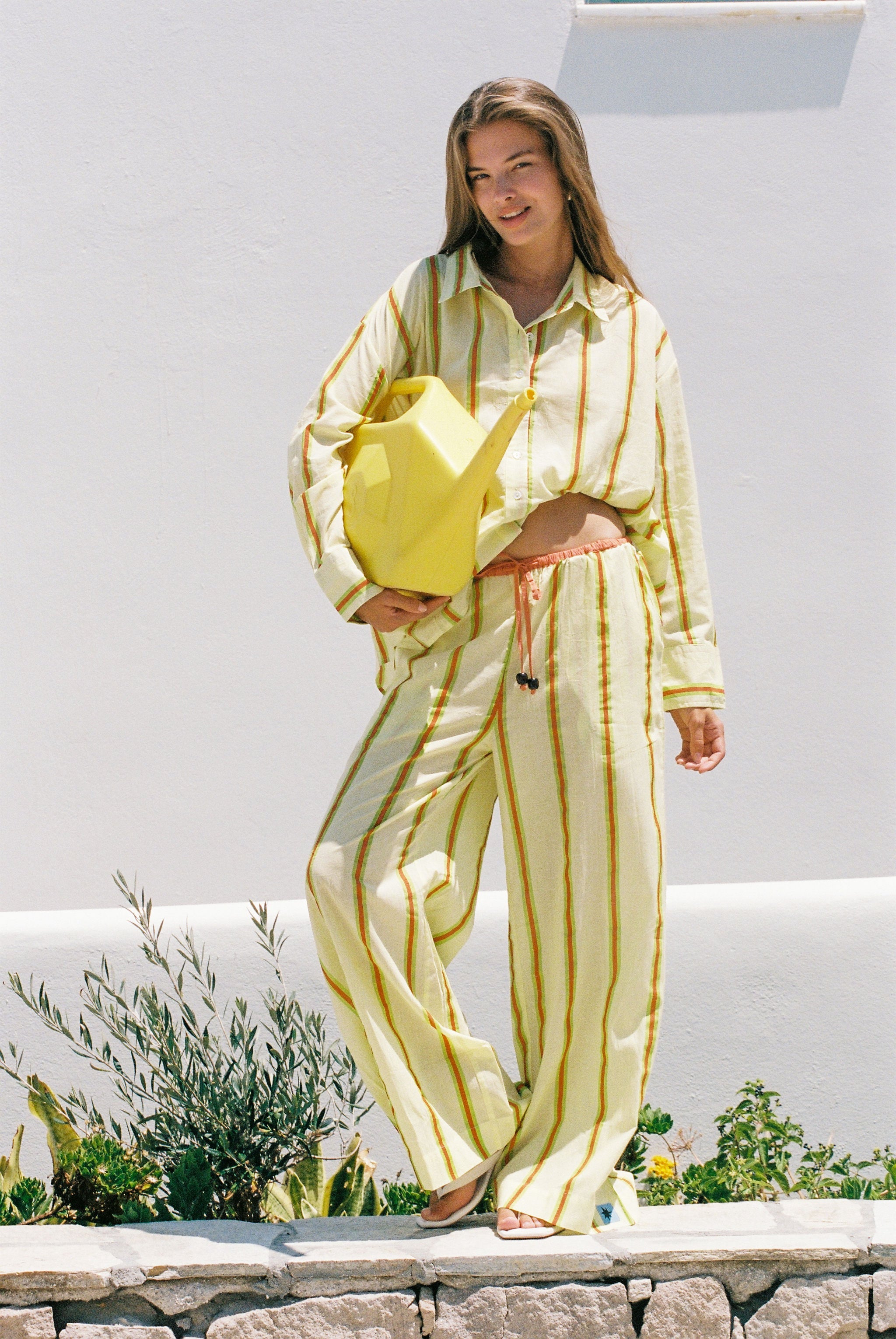 Sandy Stripe Wide Issimo Pant - Yellow