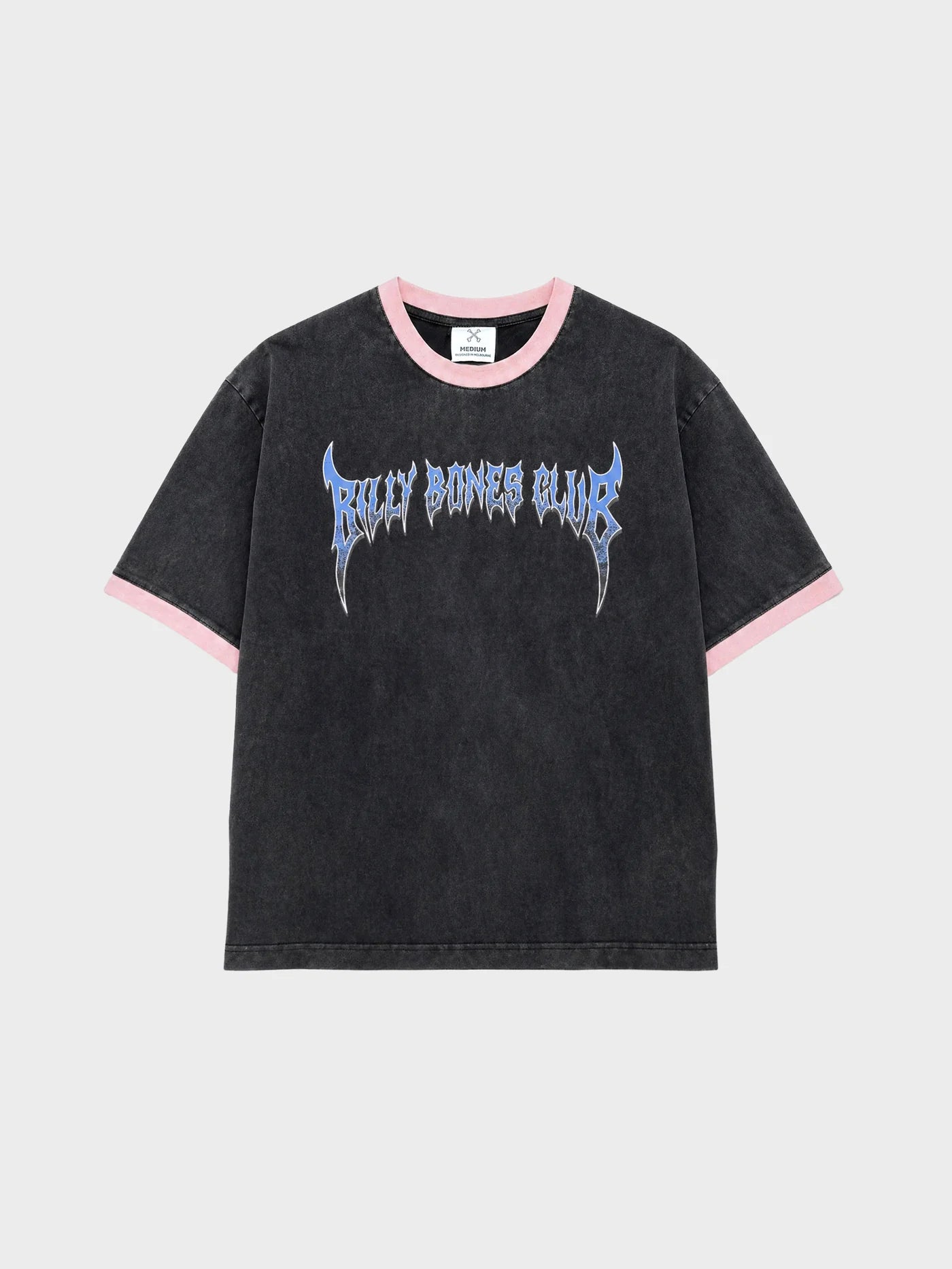 Clubzero Ringer Tee - Washed Black/Pink