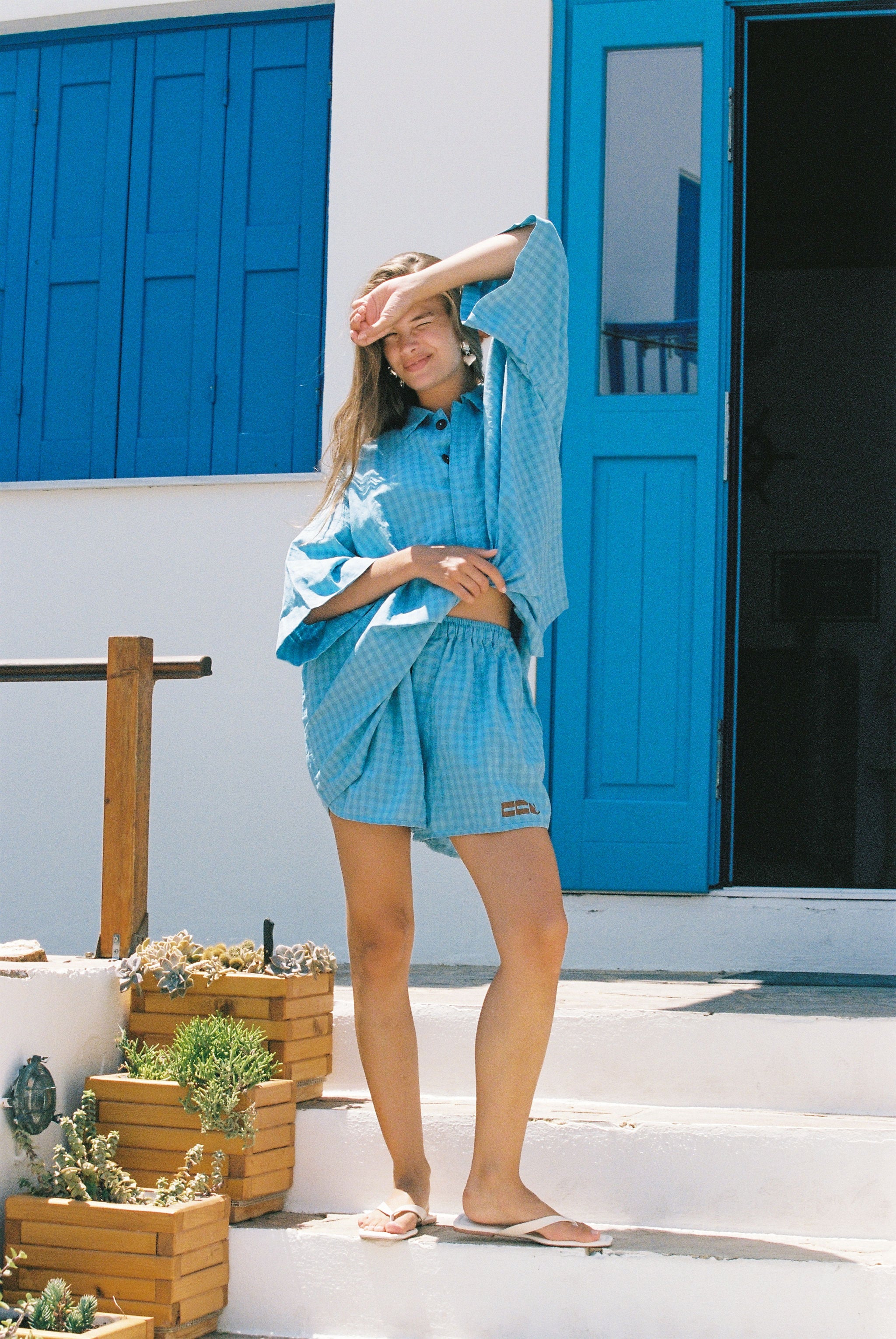 Vacanza Blue Gingham Boxer Short