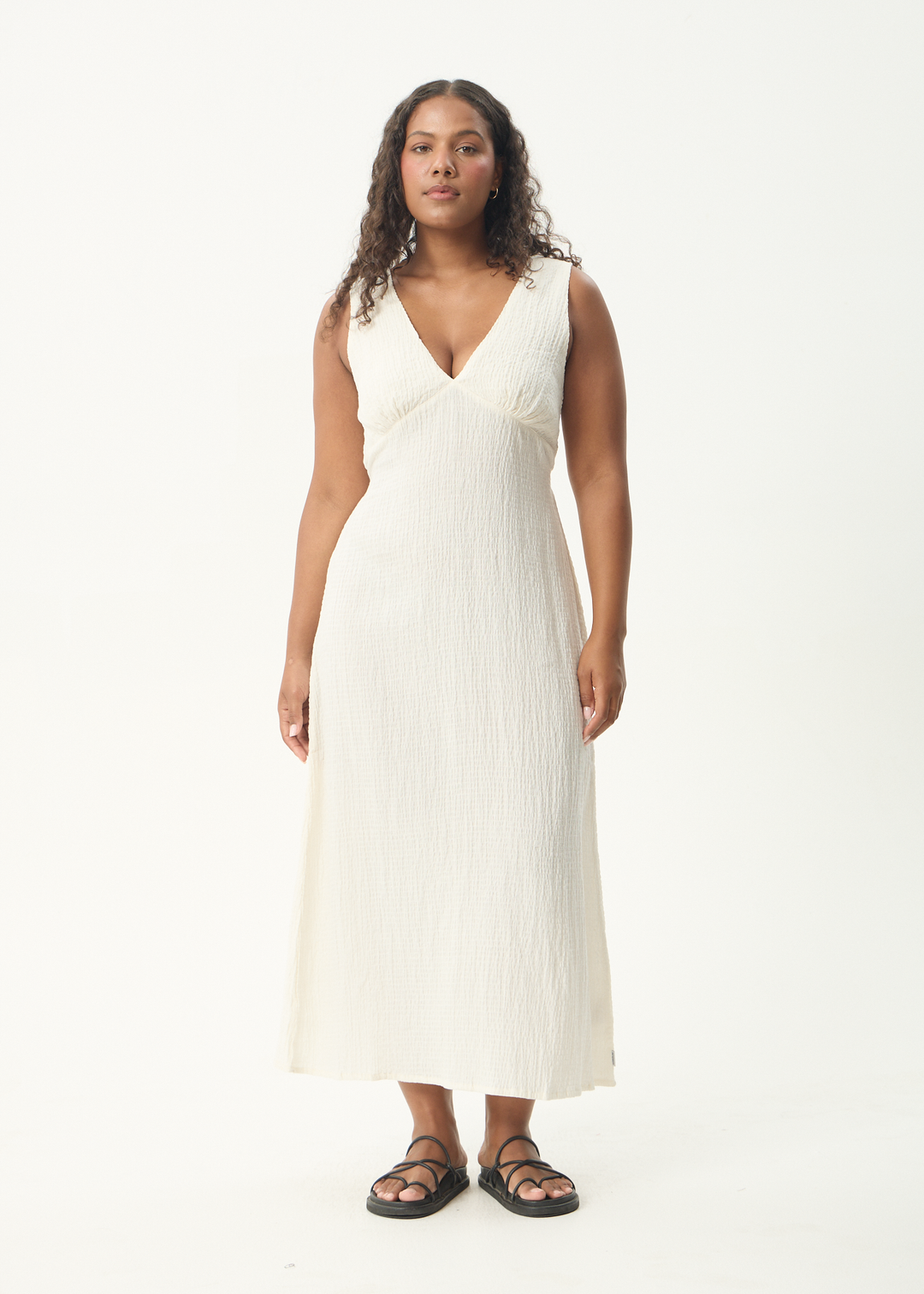 Focus Seersucker Maxi Dress - Off White