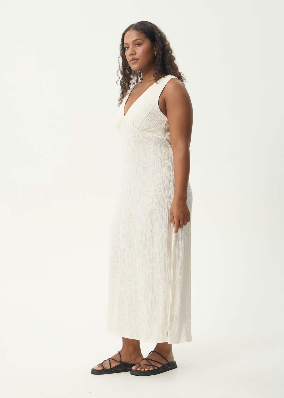 Focus Seersucker Maxi Dress - Off White