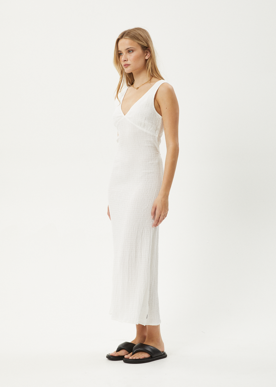 Focus Seersucker Maxi Dress - Off White