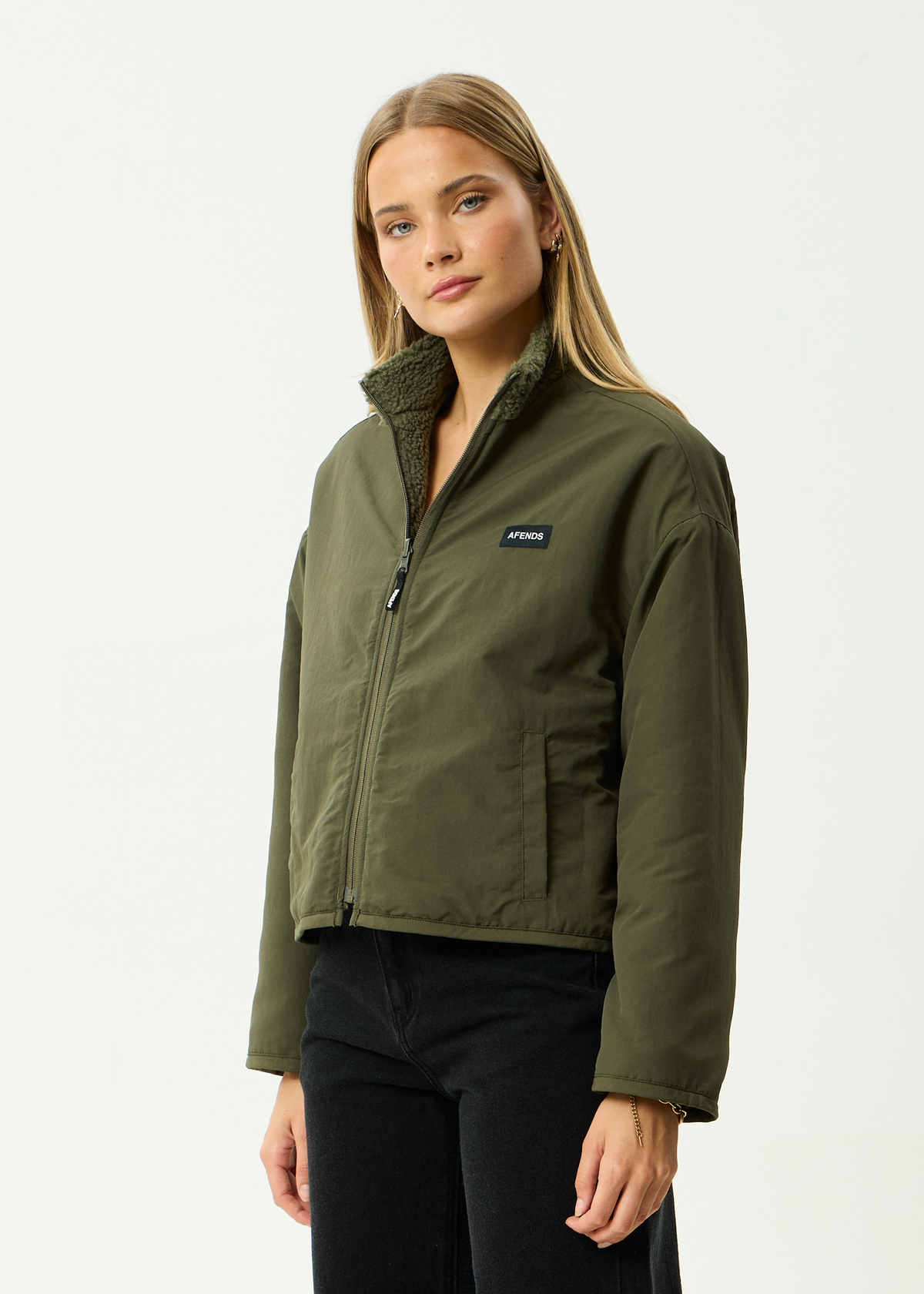 Berlin - Reversible Recycled Polar Fleece Jacket - Deep Olive