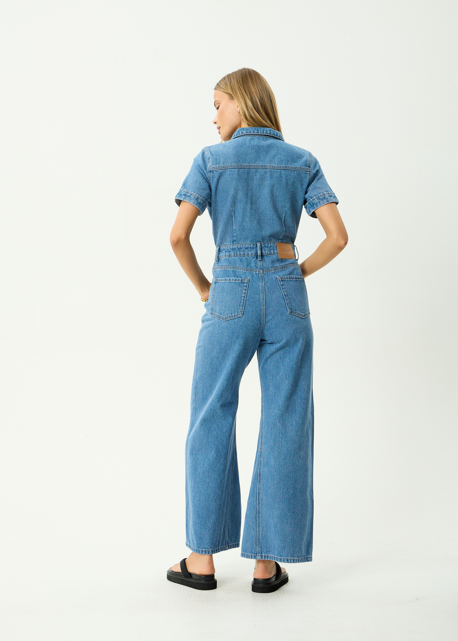 Miami Denim Flared Leg Jumpsuit - Worn Blue