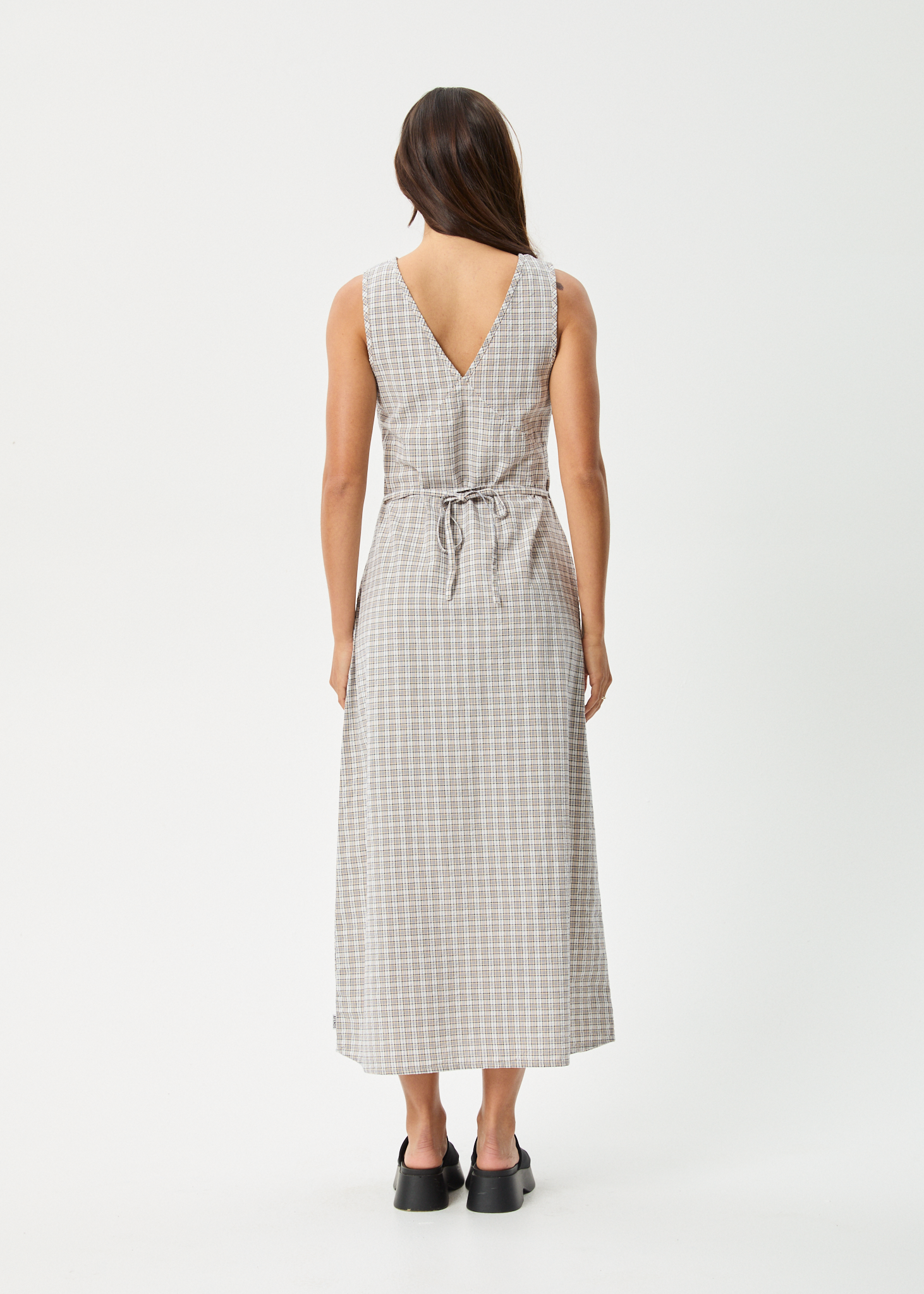 Drew - Seersucker Maxi Dress - Taupe Check