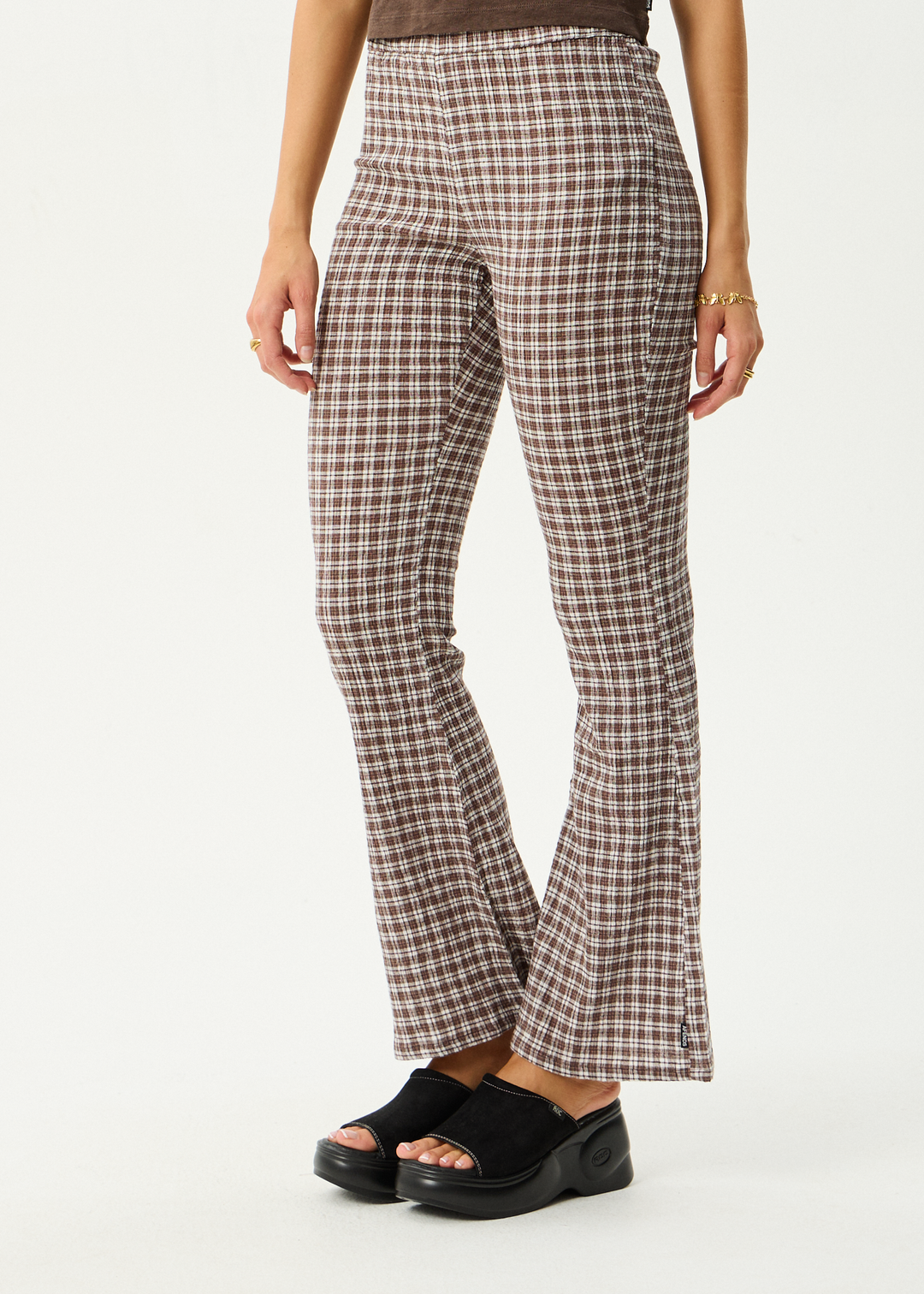 Base Seersucker Flare Pant - Coffee Check