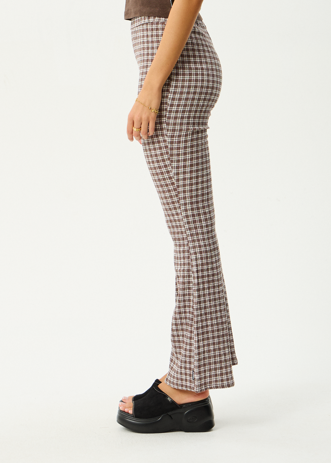 Base Seersucker Flare Pant - Coffee Check