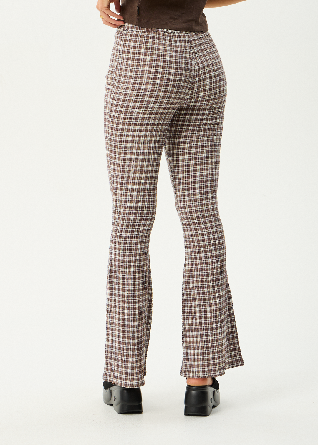 Base Seersucker Flare Pant - Coffee Check
