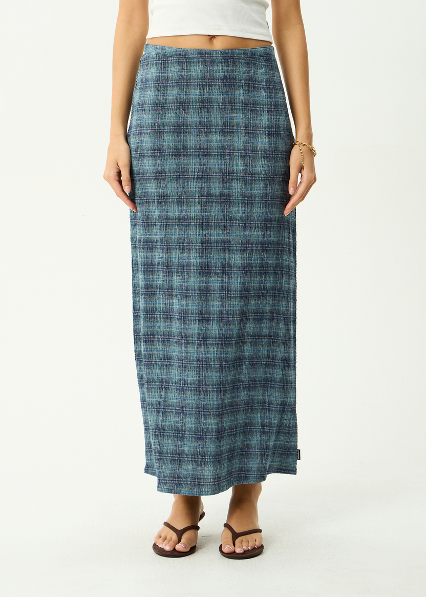 Position - Seersucker Maxi Skirt - Navy Check