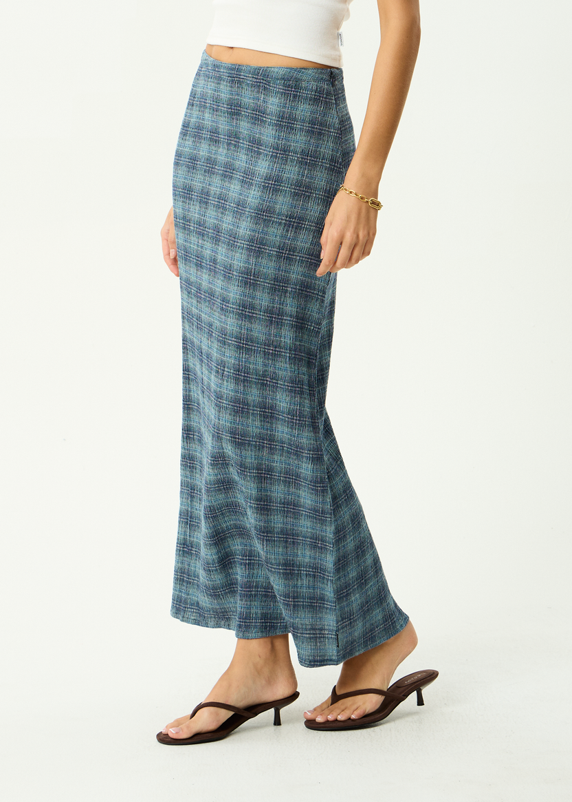 Position - Seersucker Maxi Skirt - Navy Check