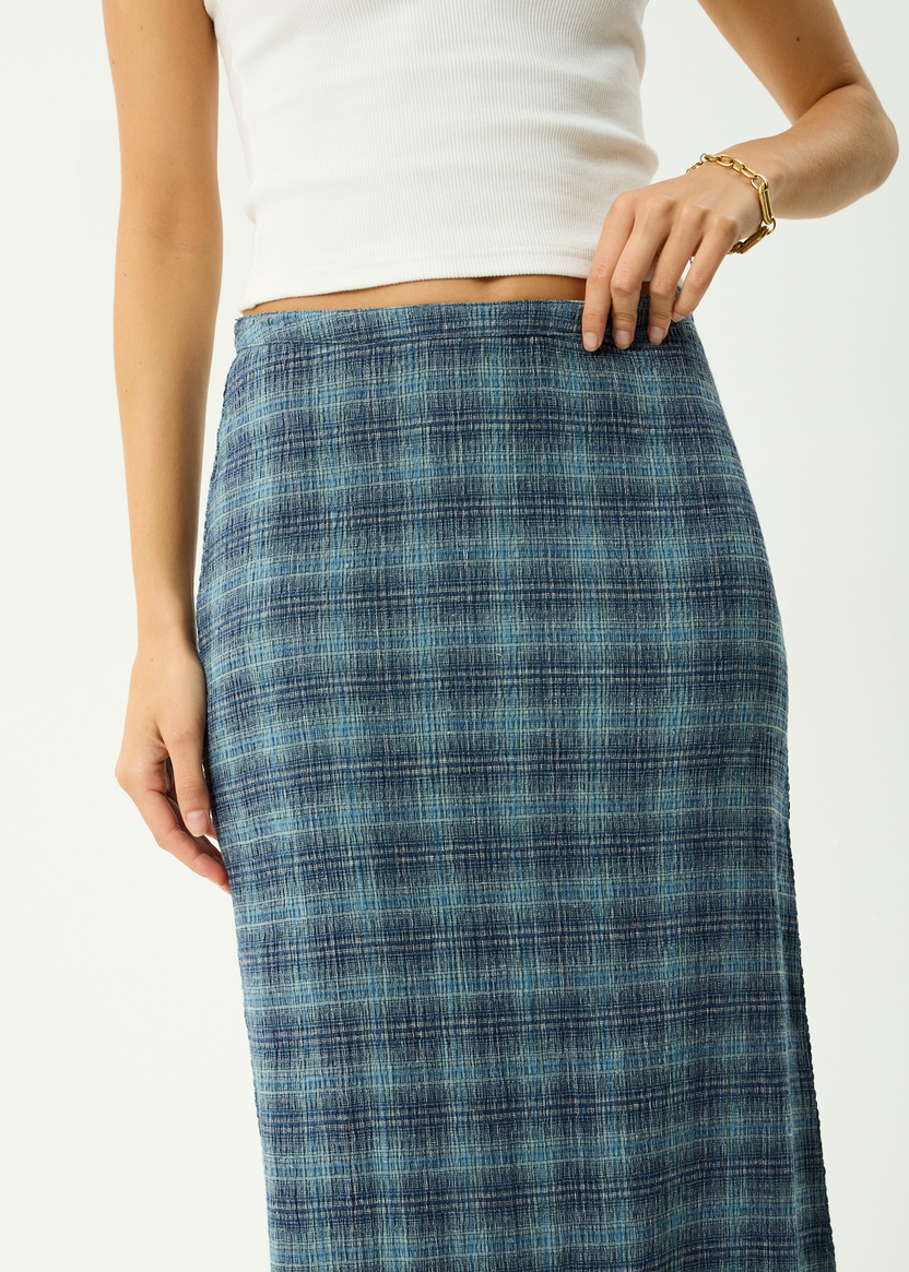Position - Seersucker Maxi Skirt - Navy Check