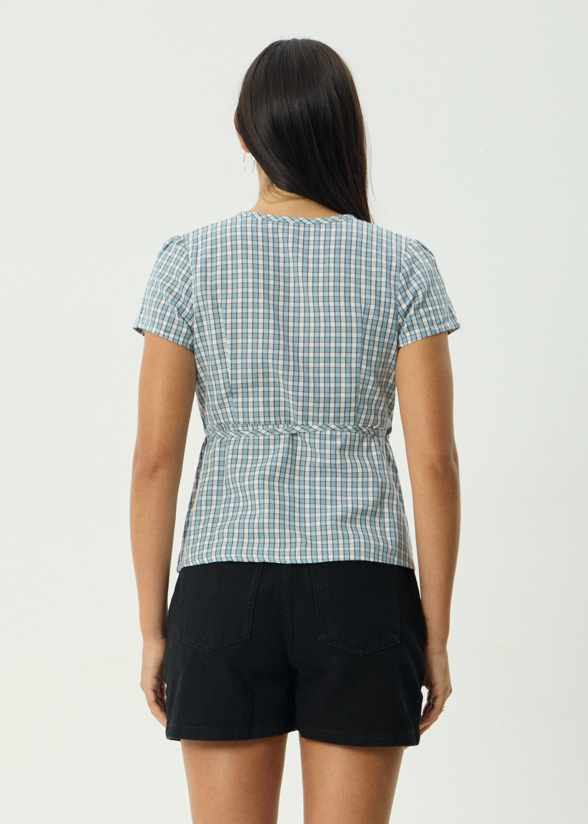 Evans - Check Wrap Top - Overcast Check