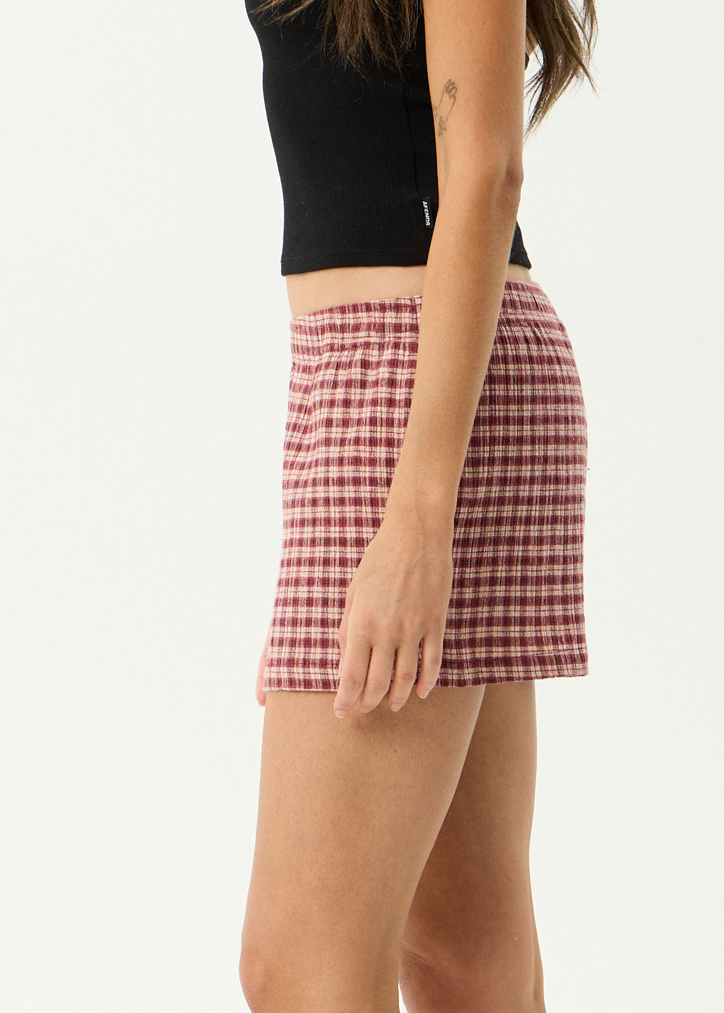 Capricorn - Seersucker Short - Burgundy / Beige Check