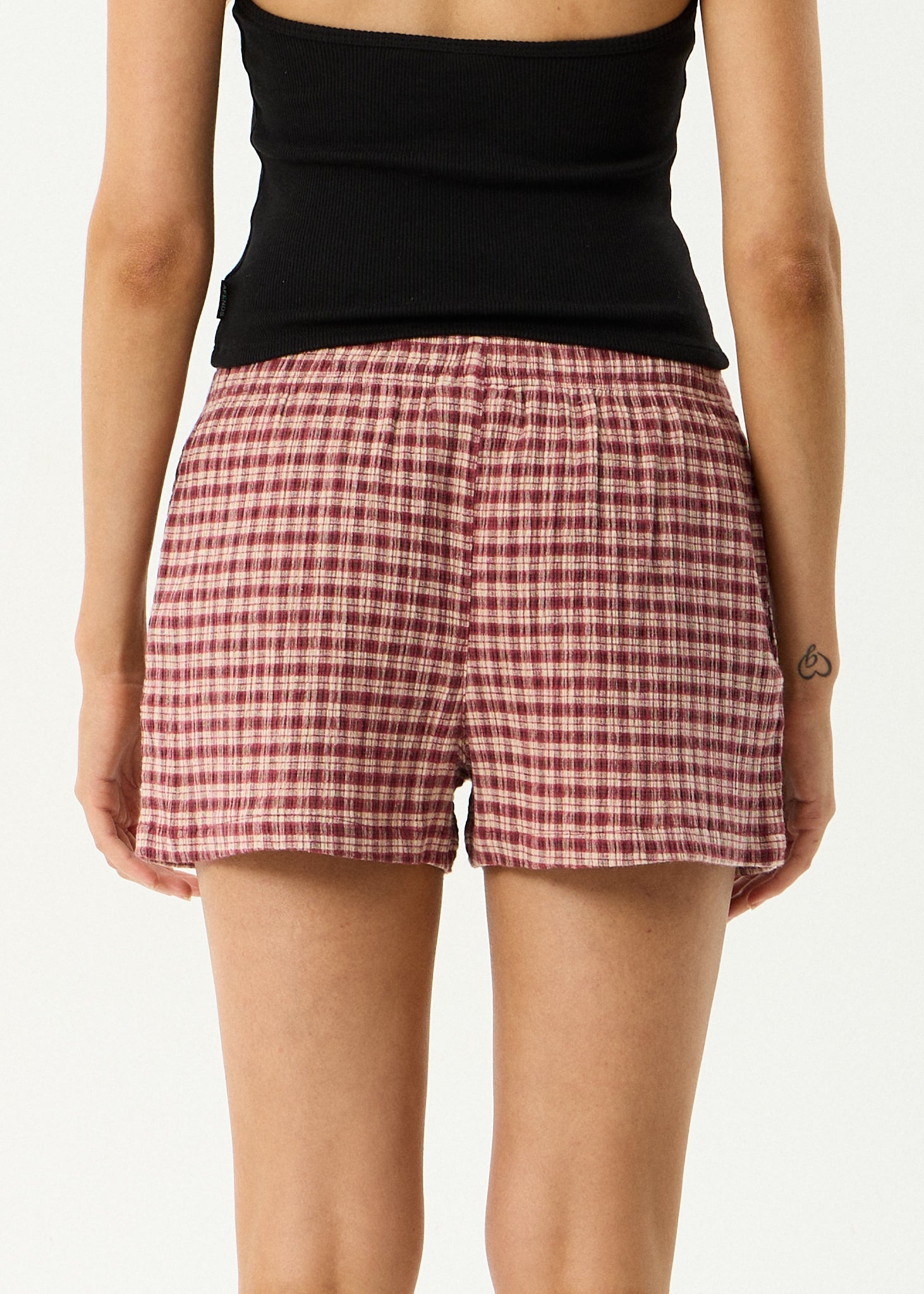 Capricorn - Seersucker Short - Burgundy / Beige Check