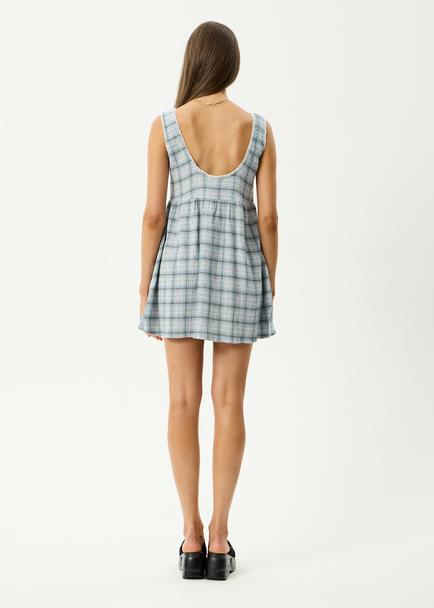 Lagoon Jesse - Seersucker Mini Dress - Overcast Check