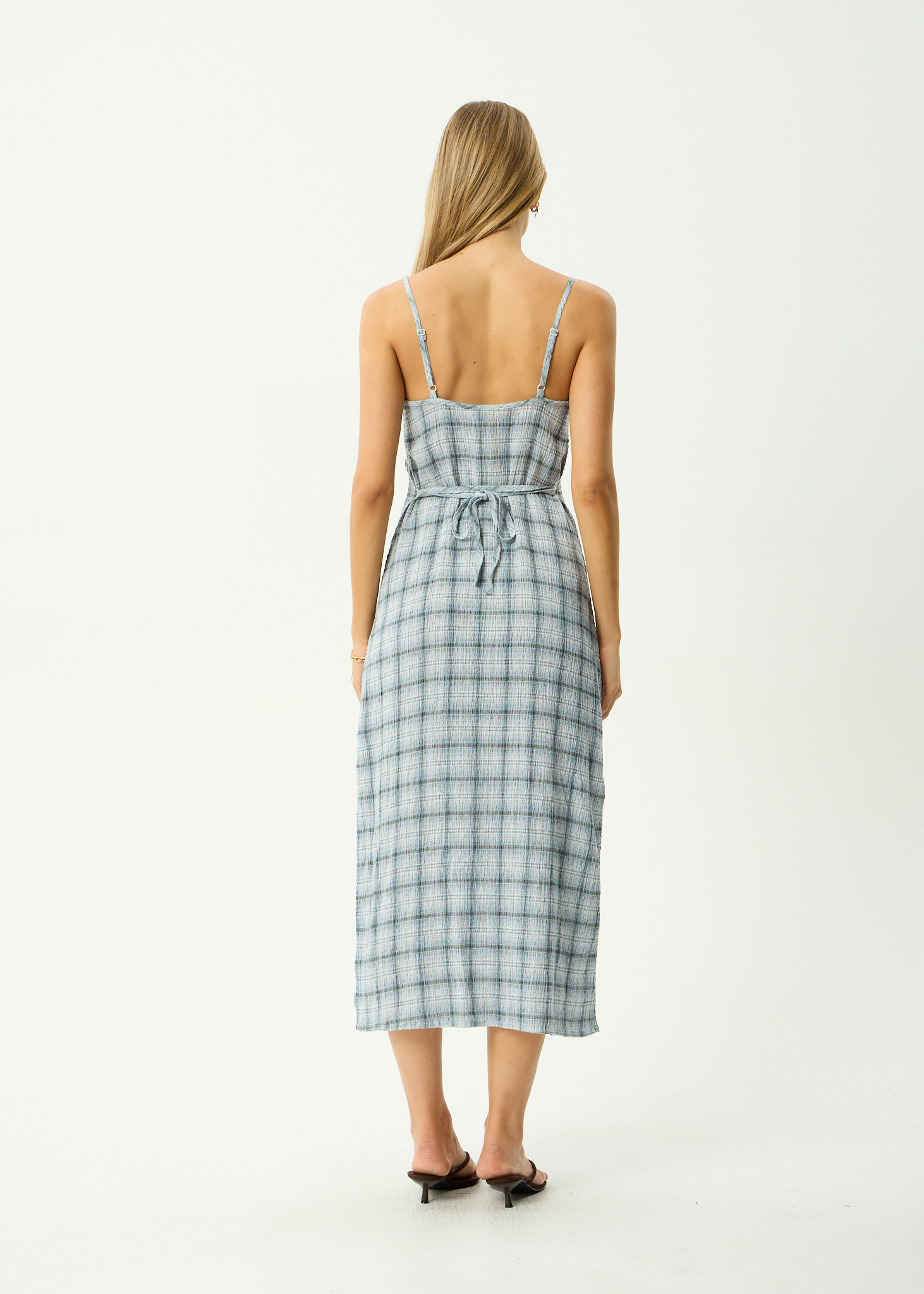 Lagoon - Seersucker Midi Dress - Overcast Check