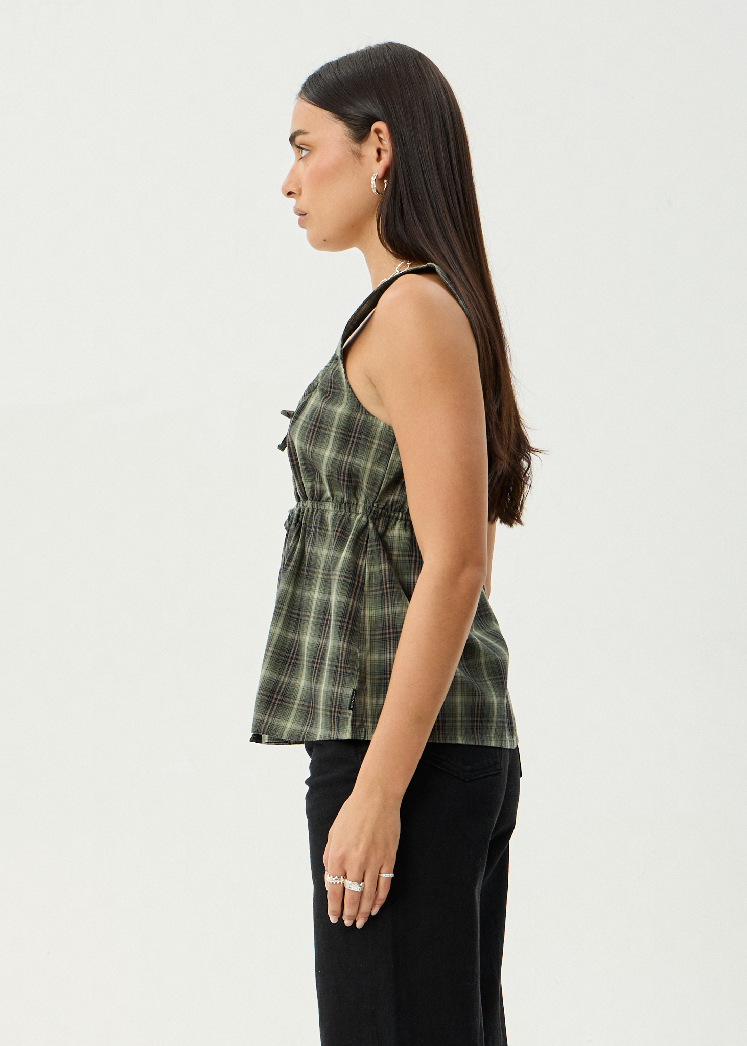 Jonah Tie Top - Deep Olive Check