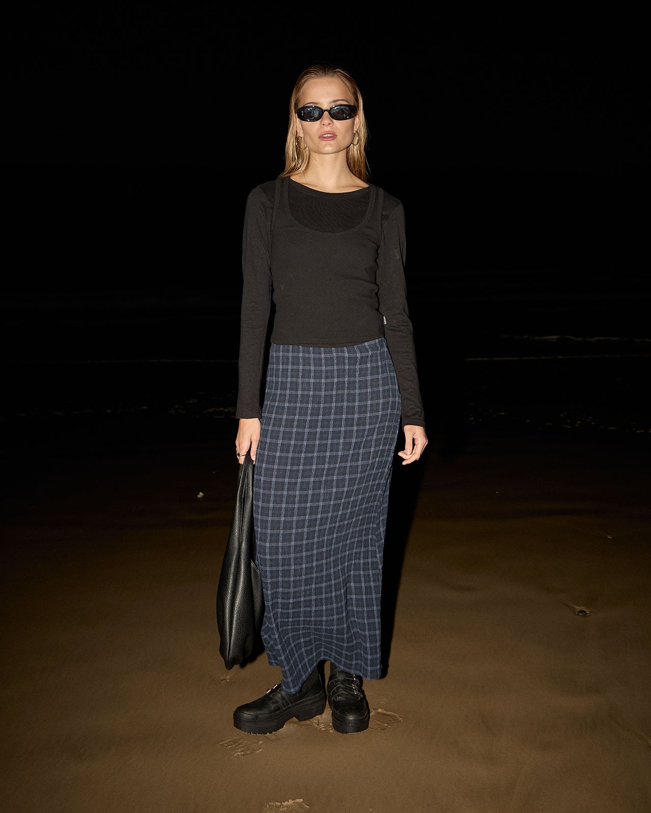 Lita Seersucker Maxi Skirt - Thea Midnight