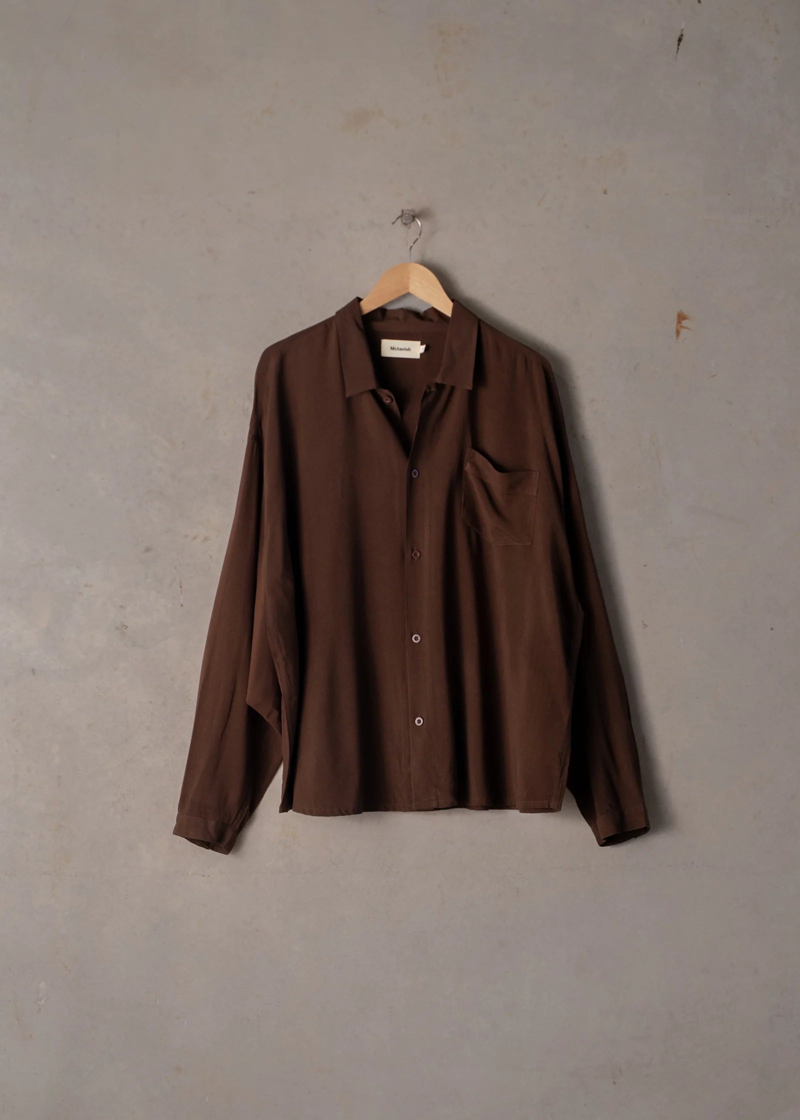 Boxy Long Sleeve Shirt - Brown