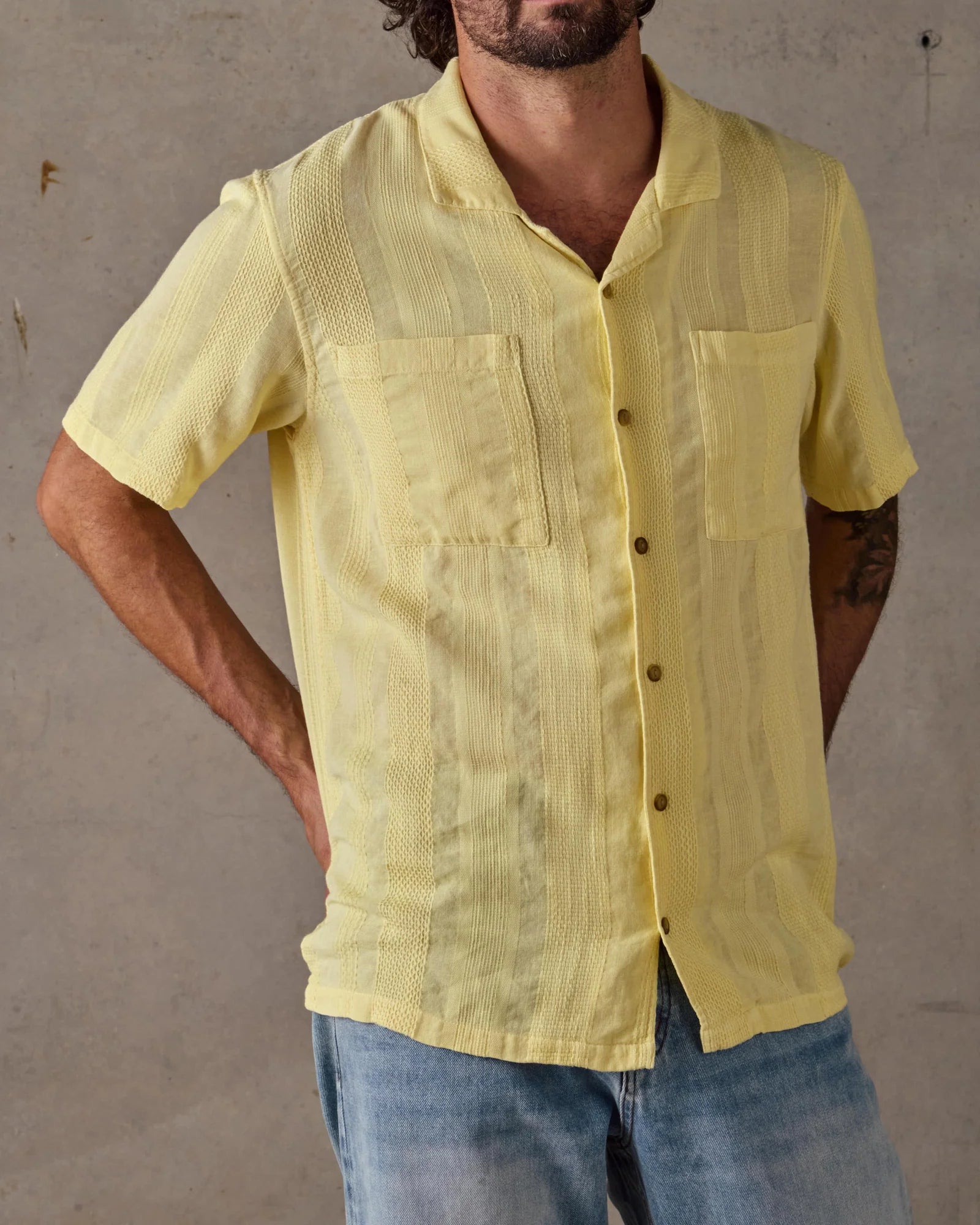 Camp Collar Shirt - Light Yellow