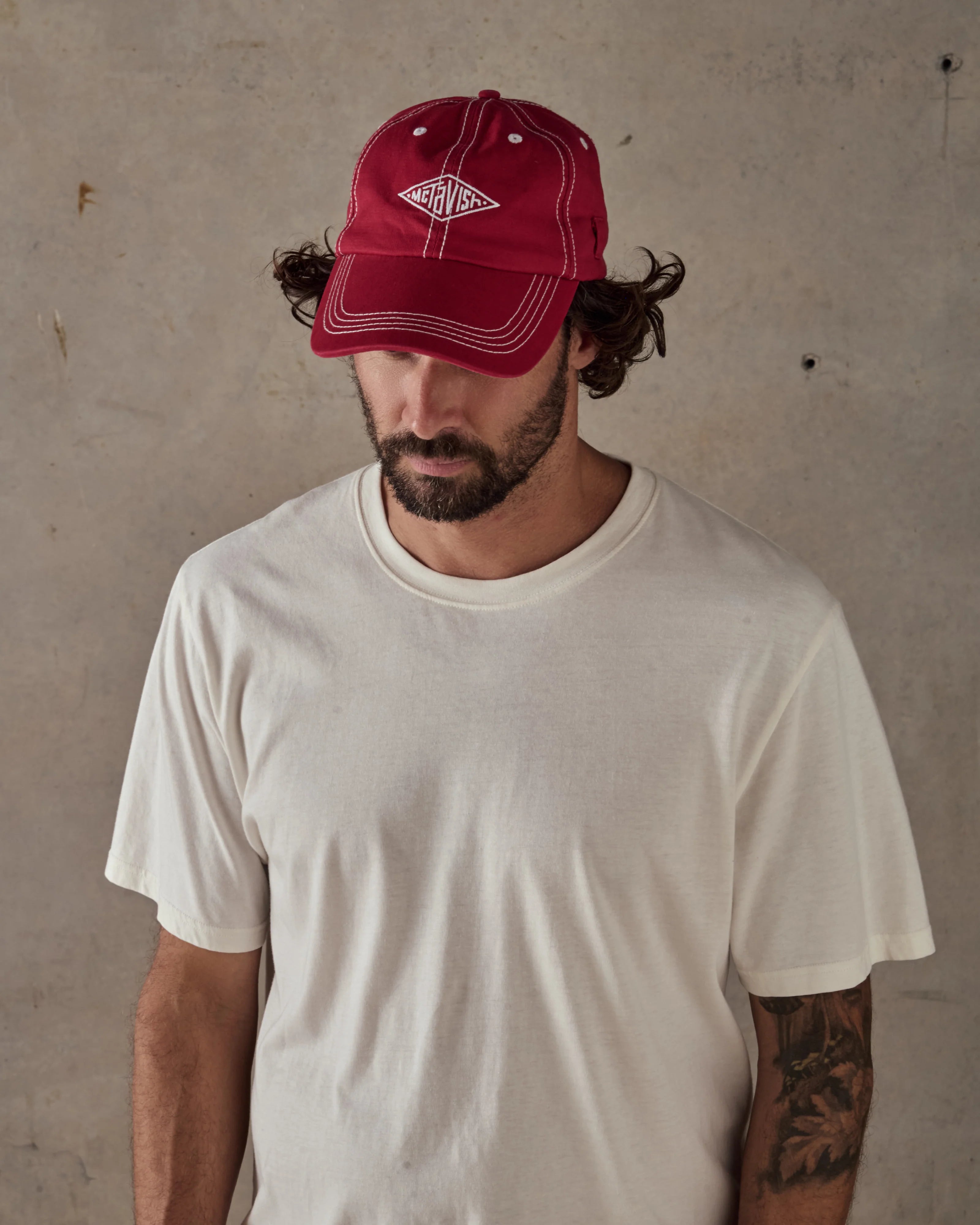 Stitched Diamond Cap - Red