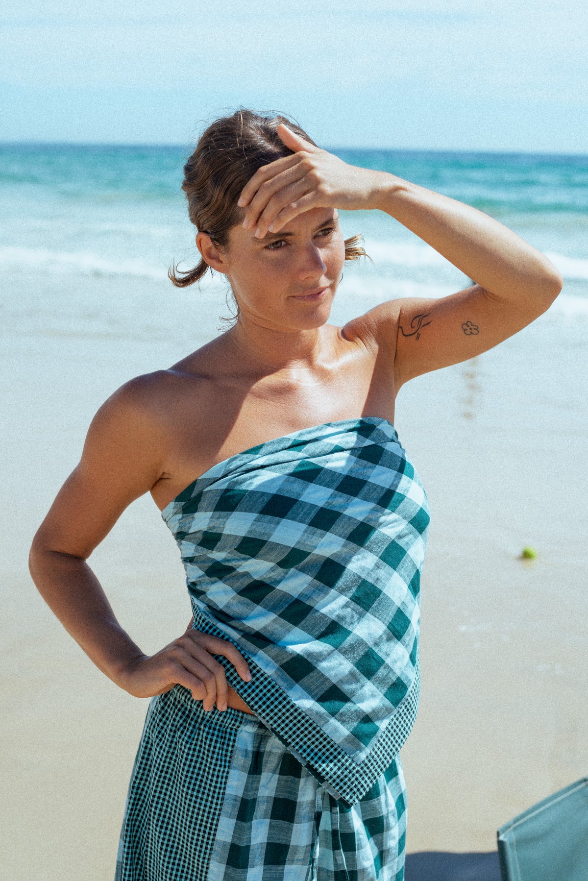 Patchwork Scarf - Turquoise Check