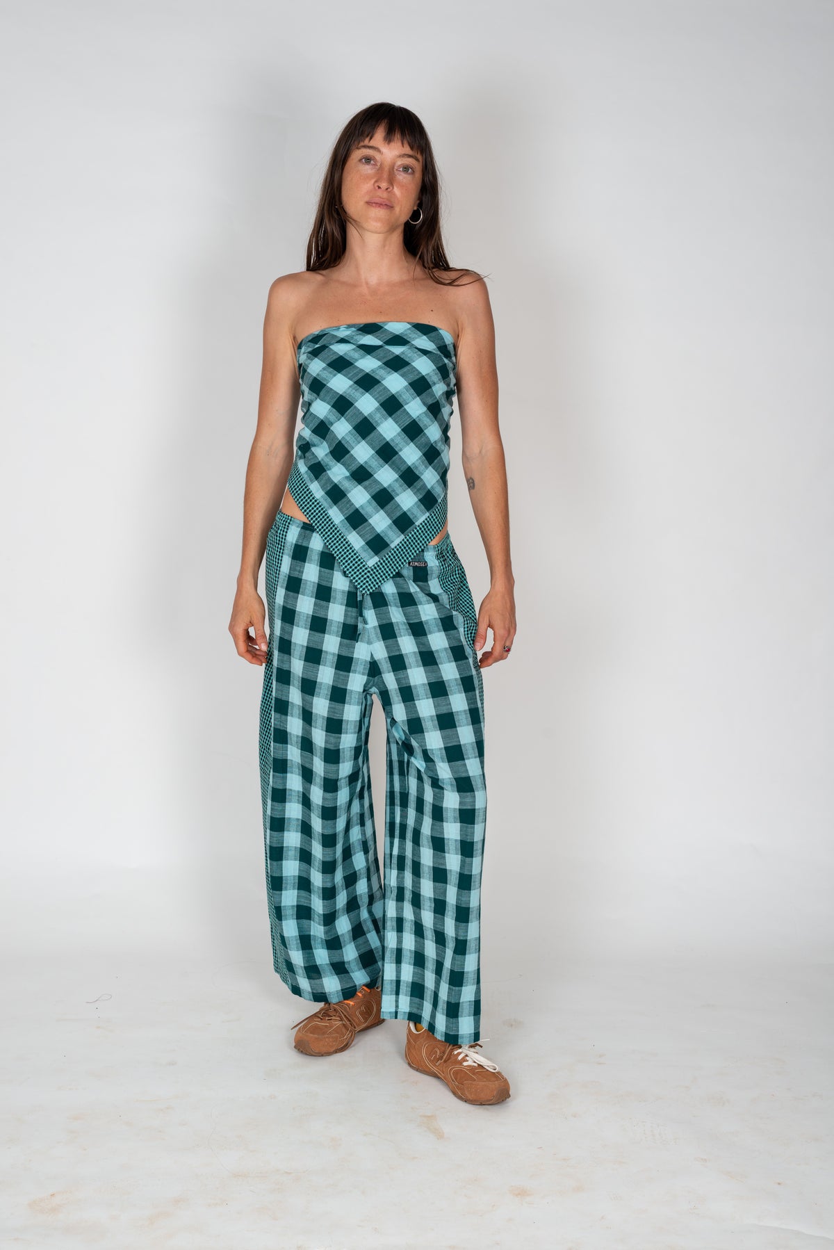 Patchwork Pant - Turquoise Check