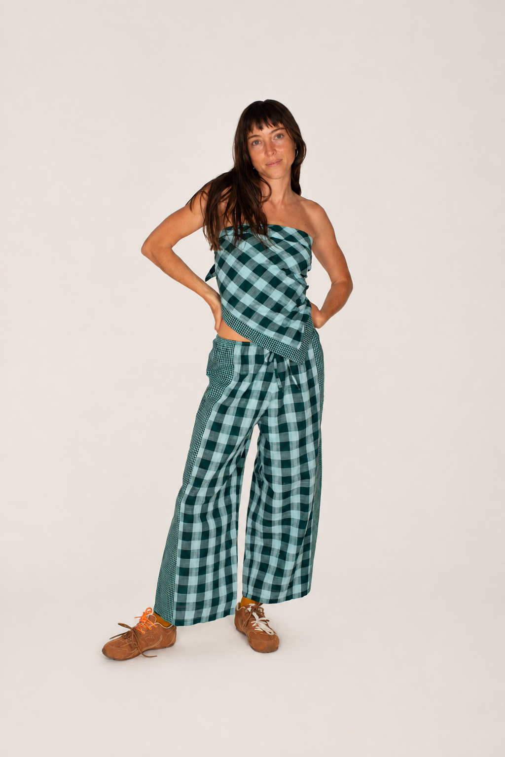 Patchwork Scarf - Turquoise Check