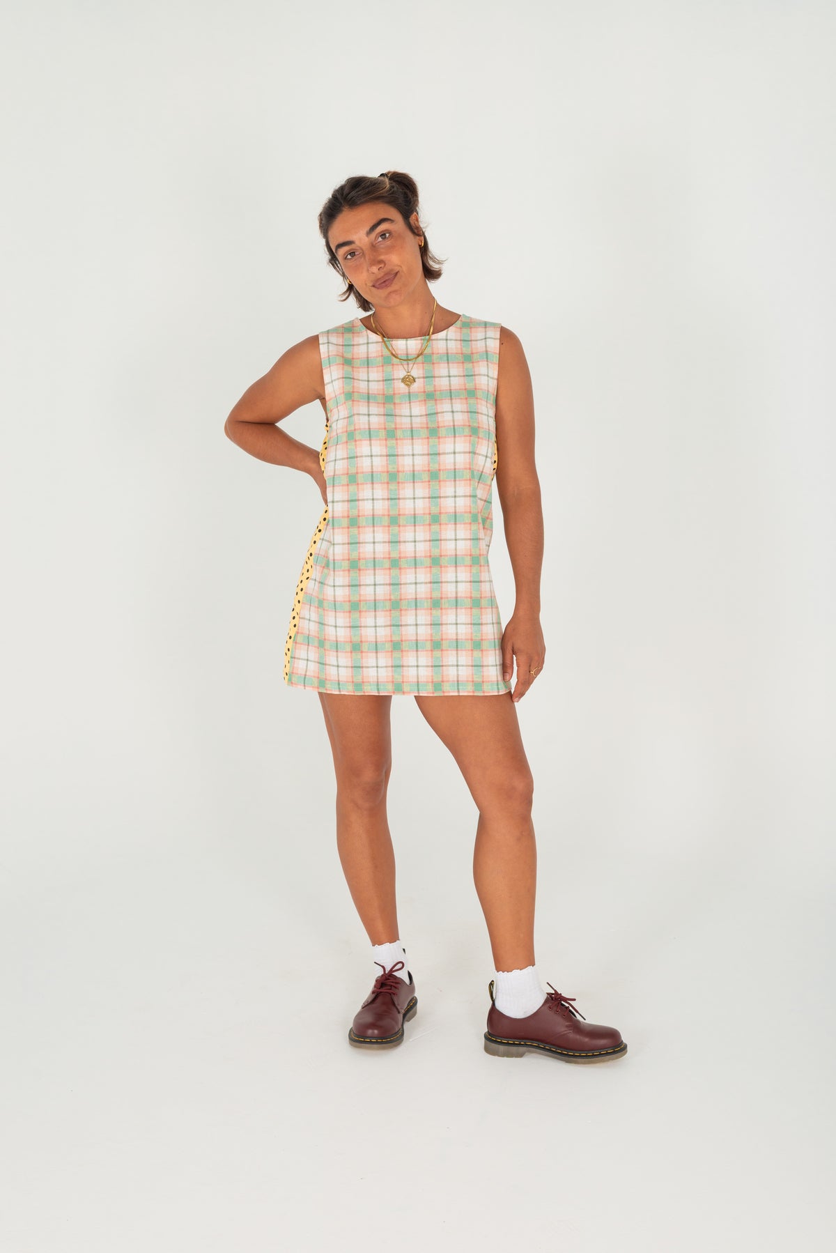 Sanna Shift Dress - Sky Check