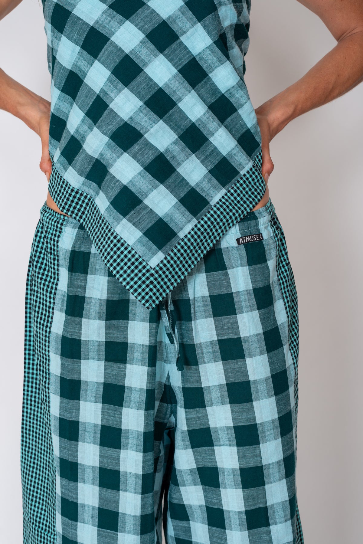 Patchwork Scarf - Turquoise Check