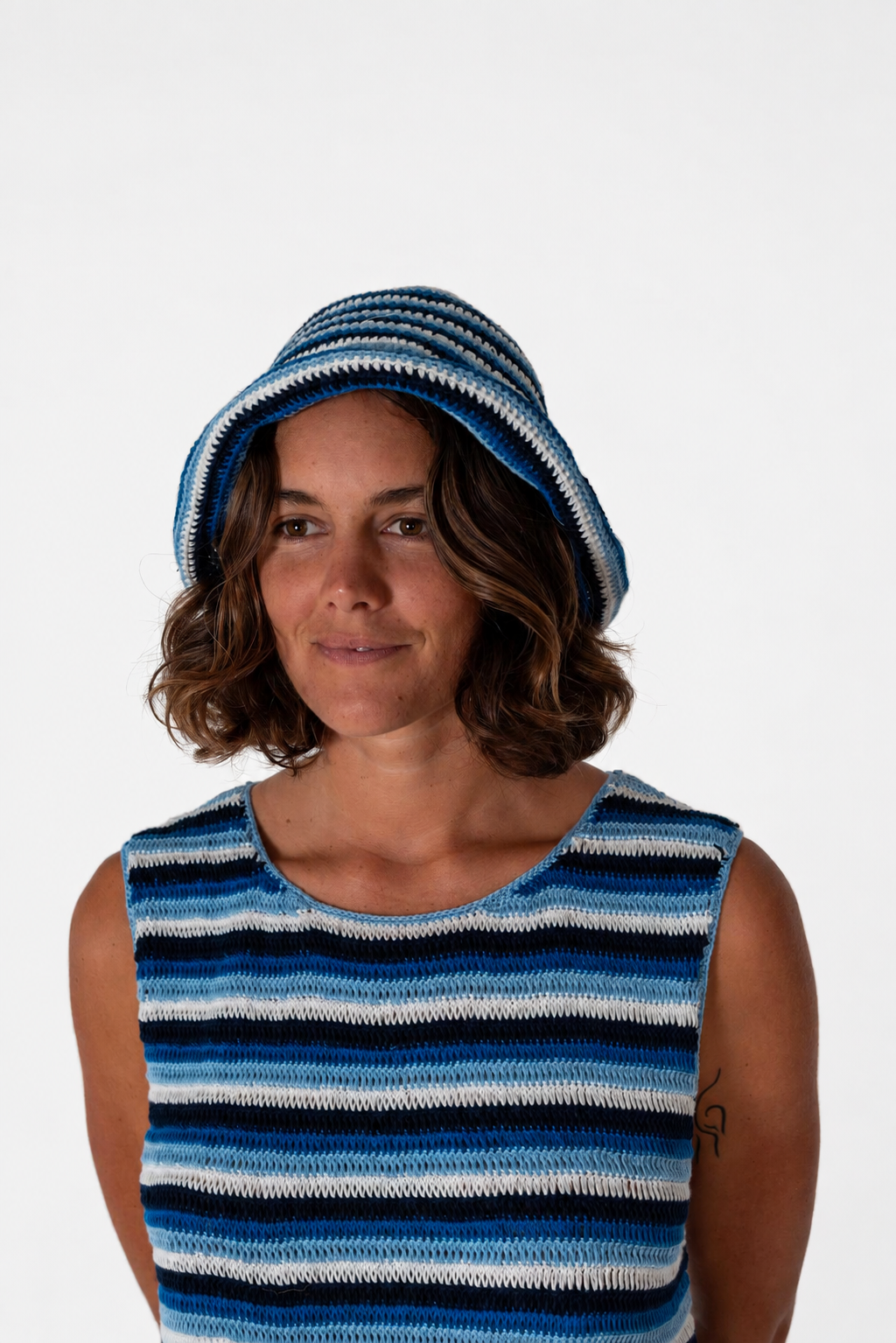 Horizon Crochet Hat - Blue Stripe