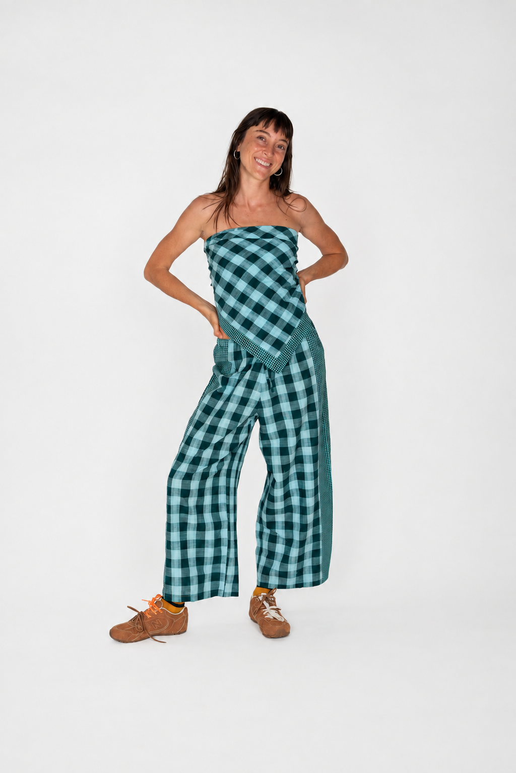 Patchwork Pant - Turquoise Check