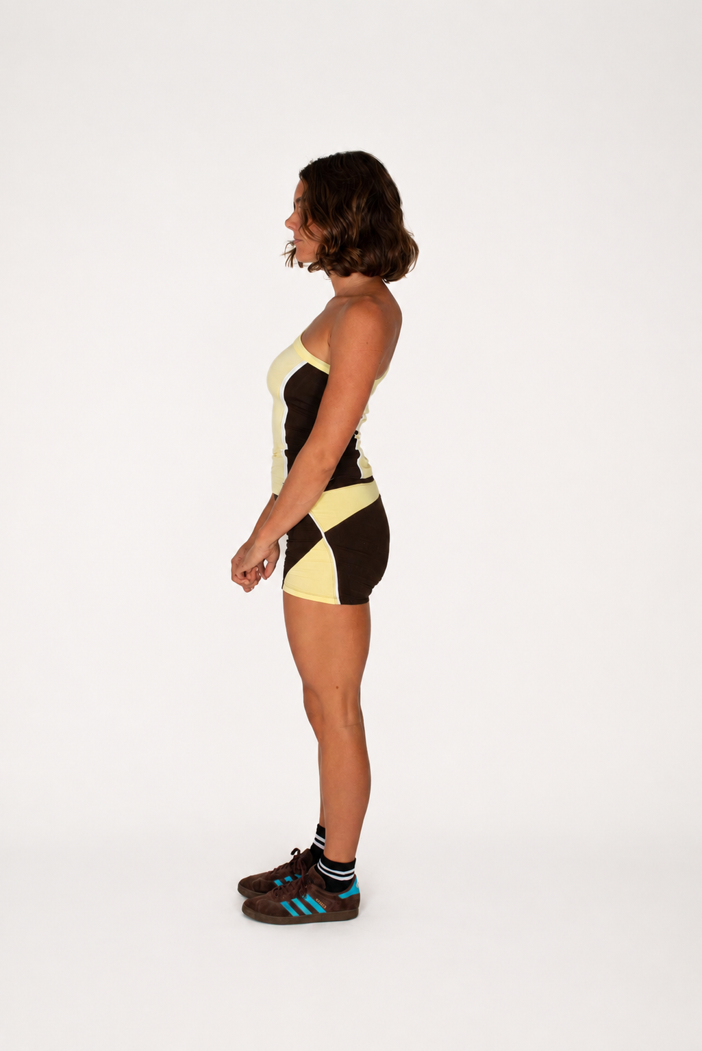 Holly Panelled Bamboo Shorts - Choc / Lemon