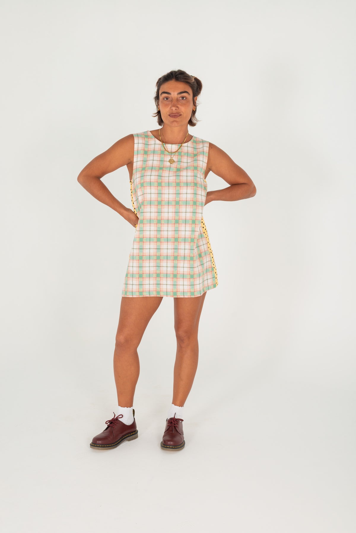 Sanna Shift Dress - Sky Check