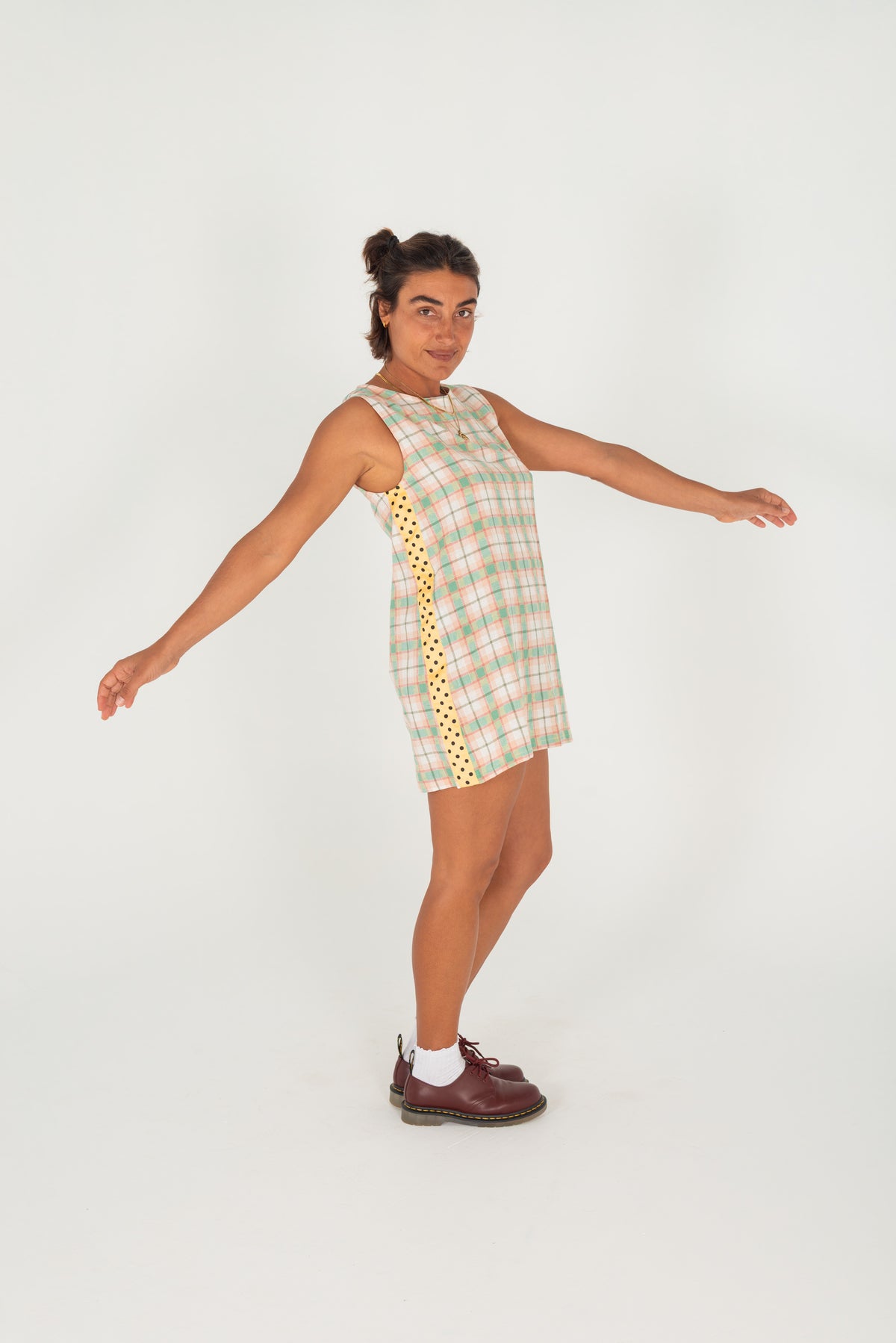 Sanna Shift Dress - Sky Check