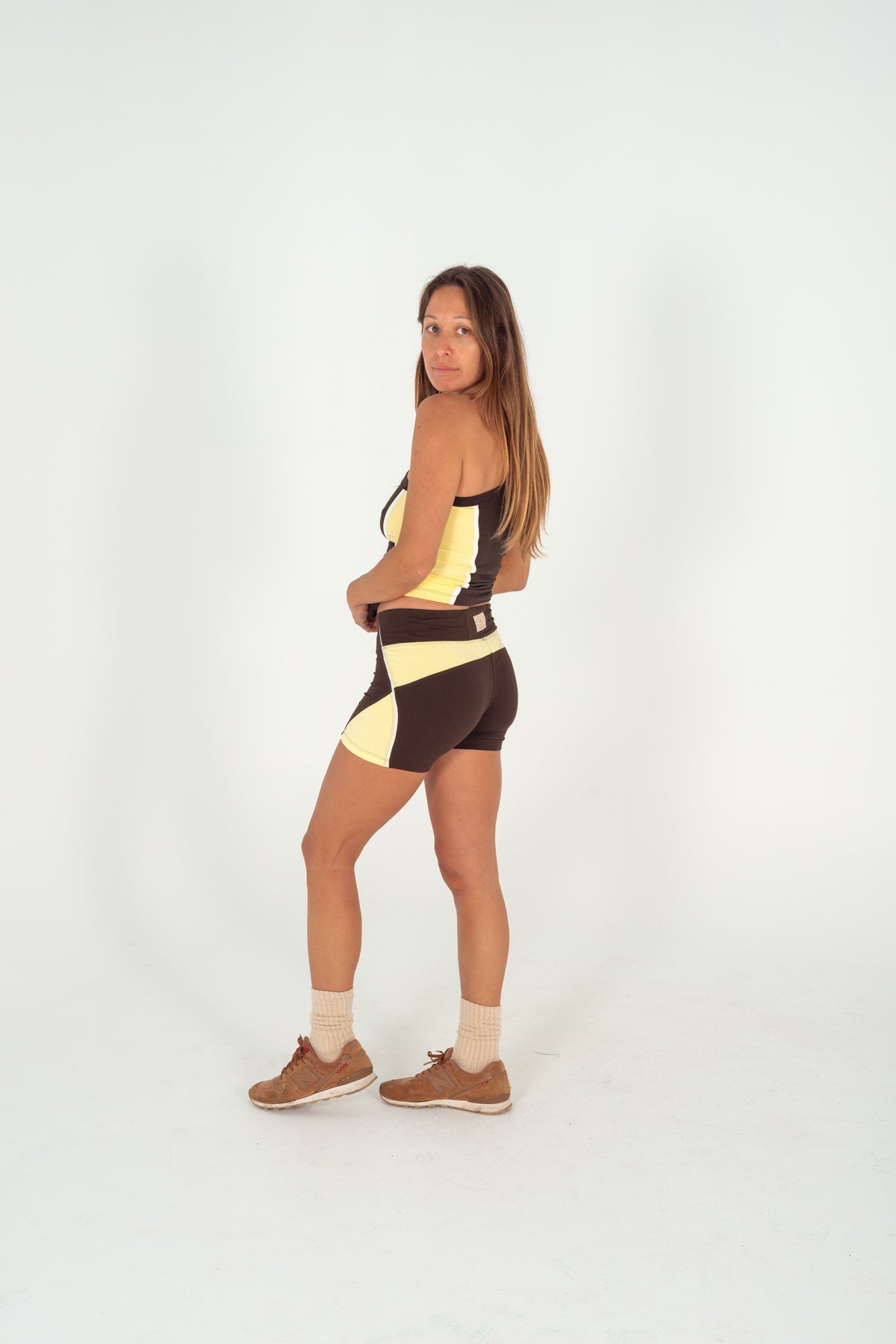 Harlow One Shoulder Top - Choc / Lemon