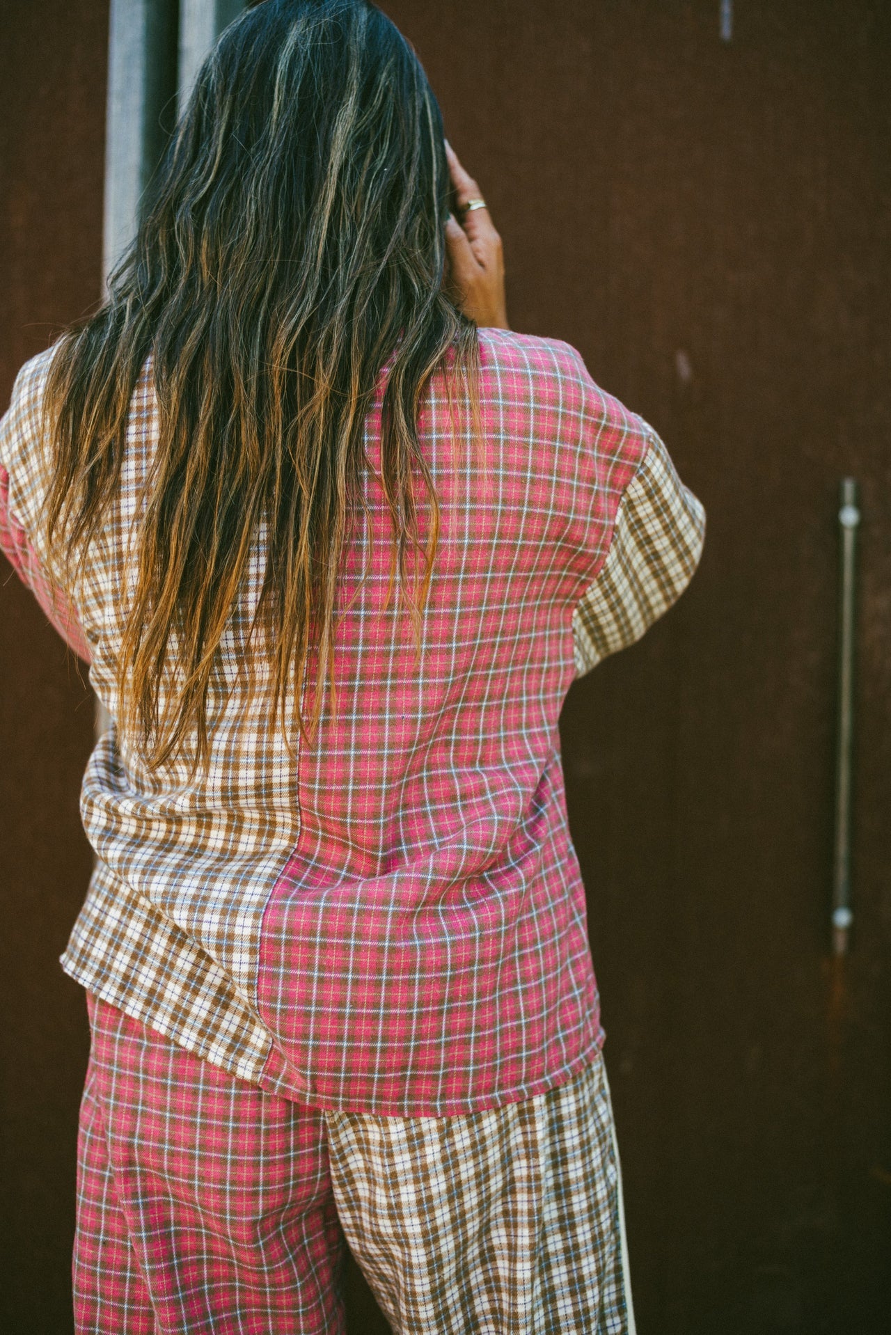 Flannel Box Shirt - Strawberry Milk