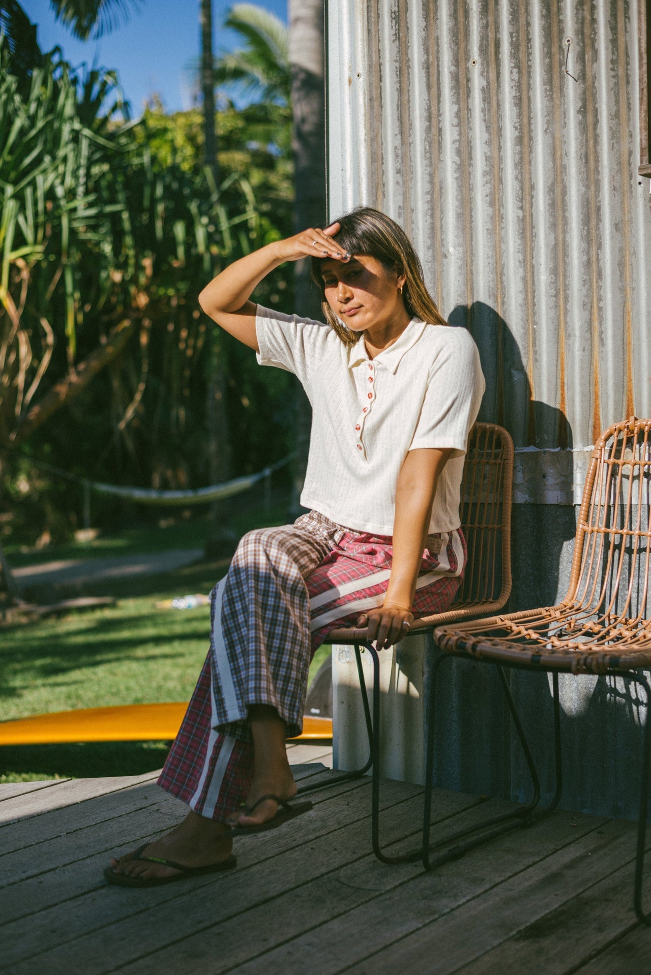 Flannel Flare Pant - Strawberry Milk