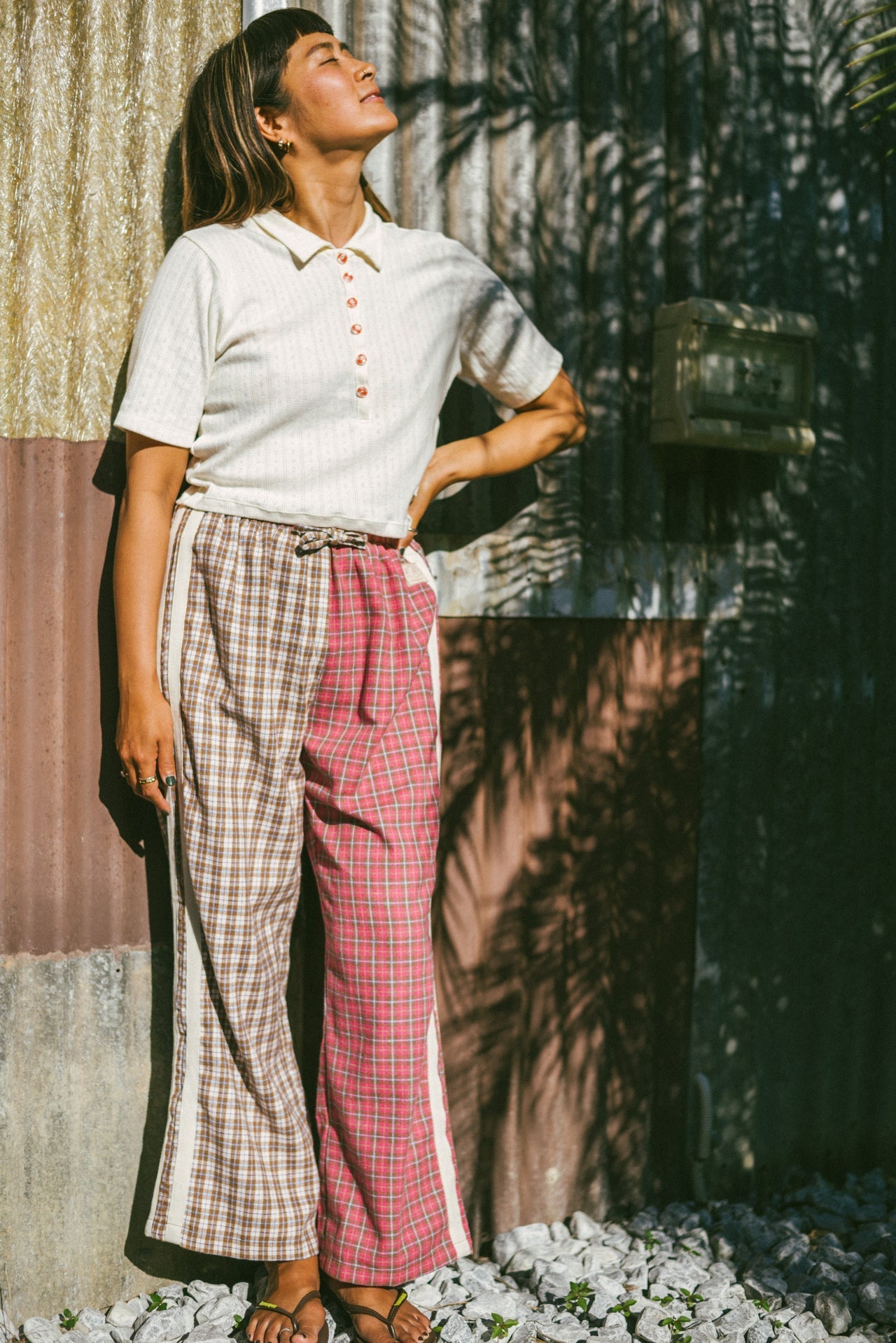 Flannel Flare Pant - Strawberry Milk