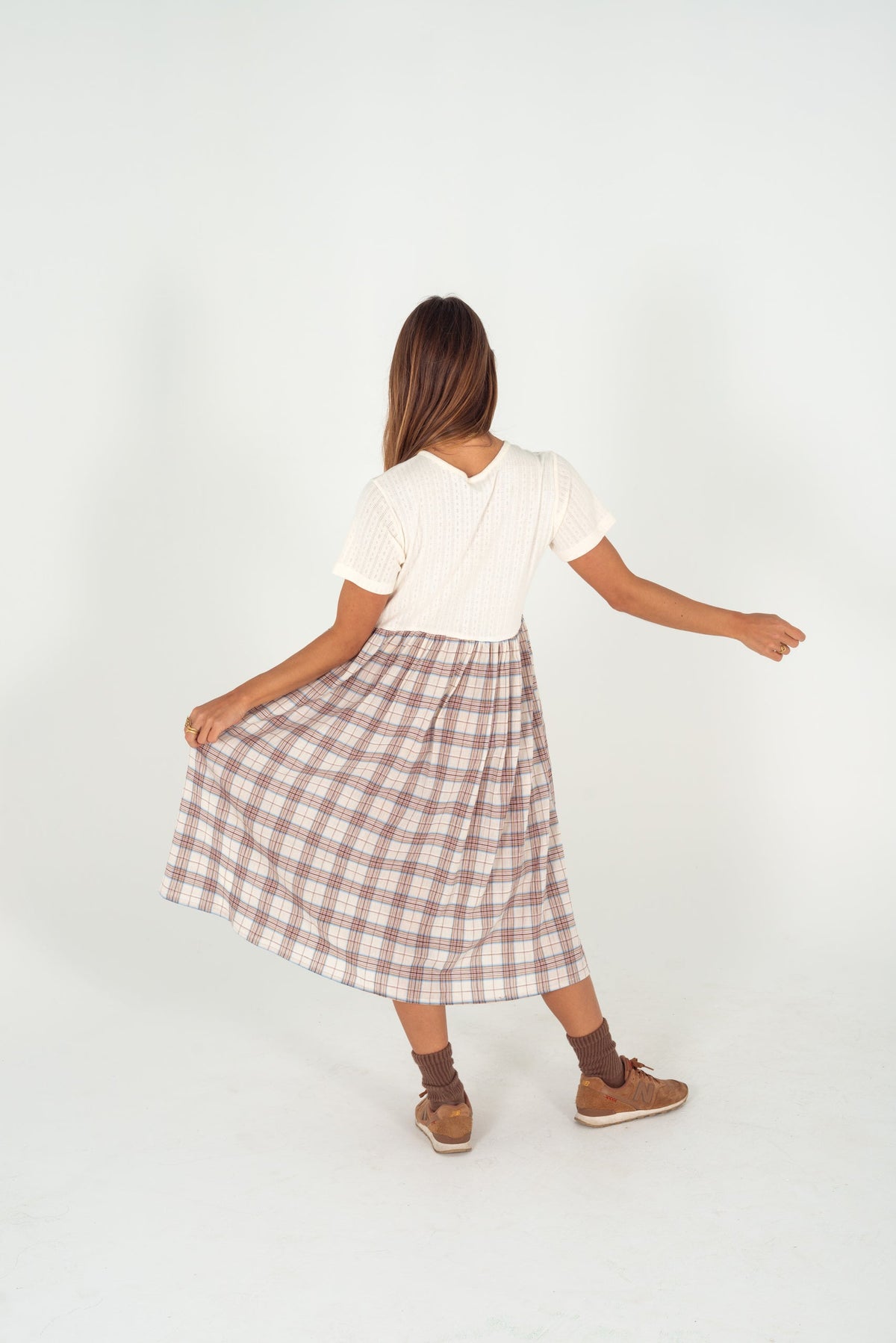 Grace Midi Dress - Oat/Espresso Check
