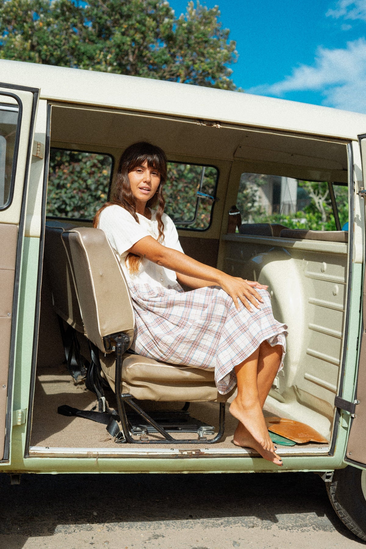Grace Midi Dress - Oat/Espresso Check