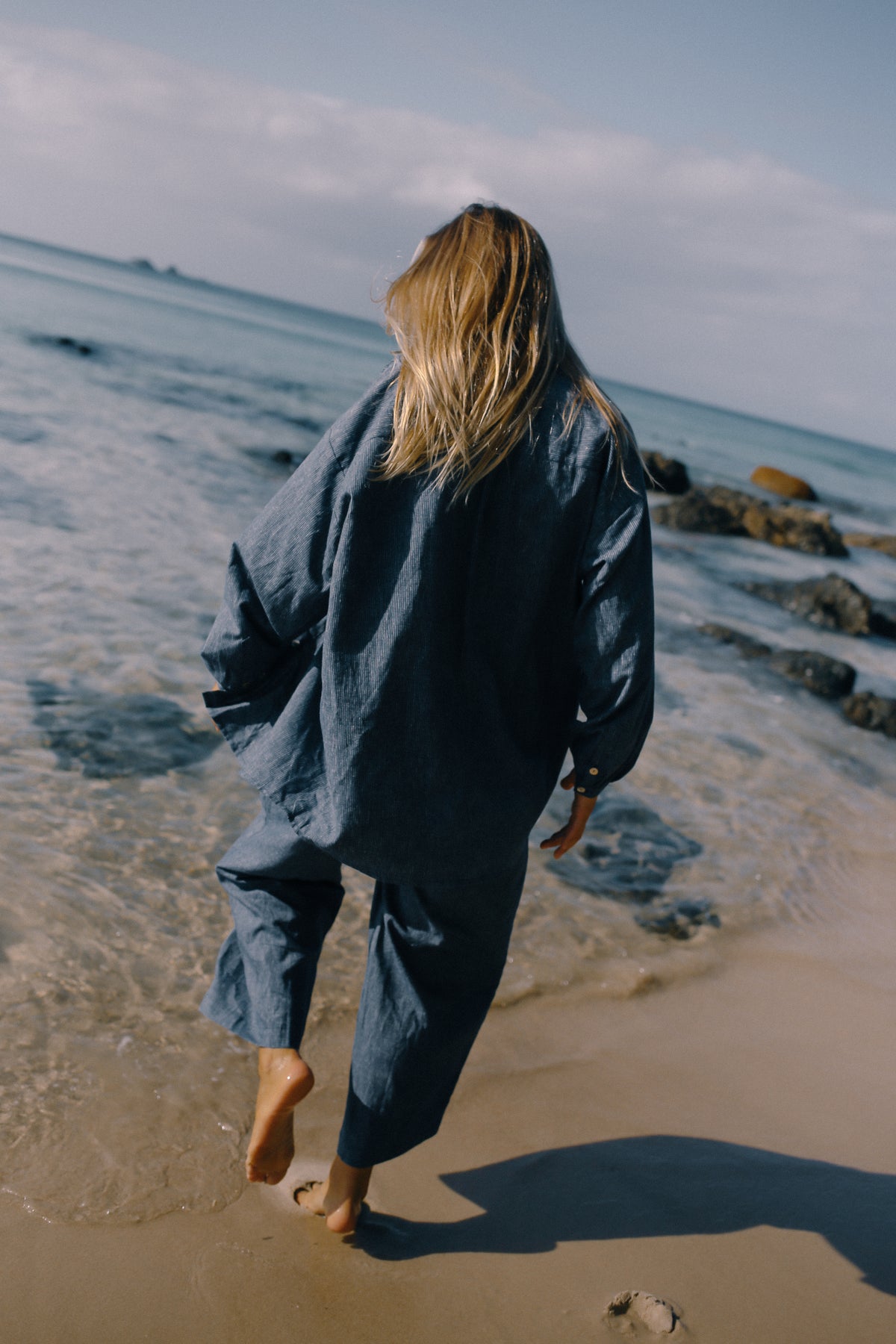 Yumi Shirt - Navy Pinstripe