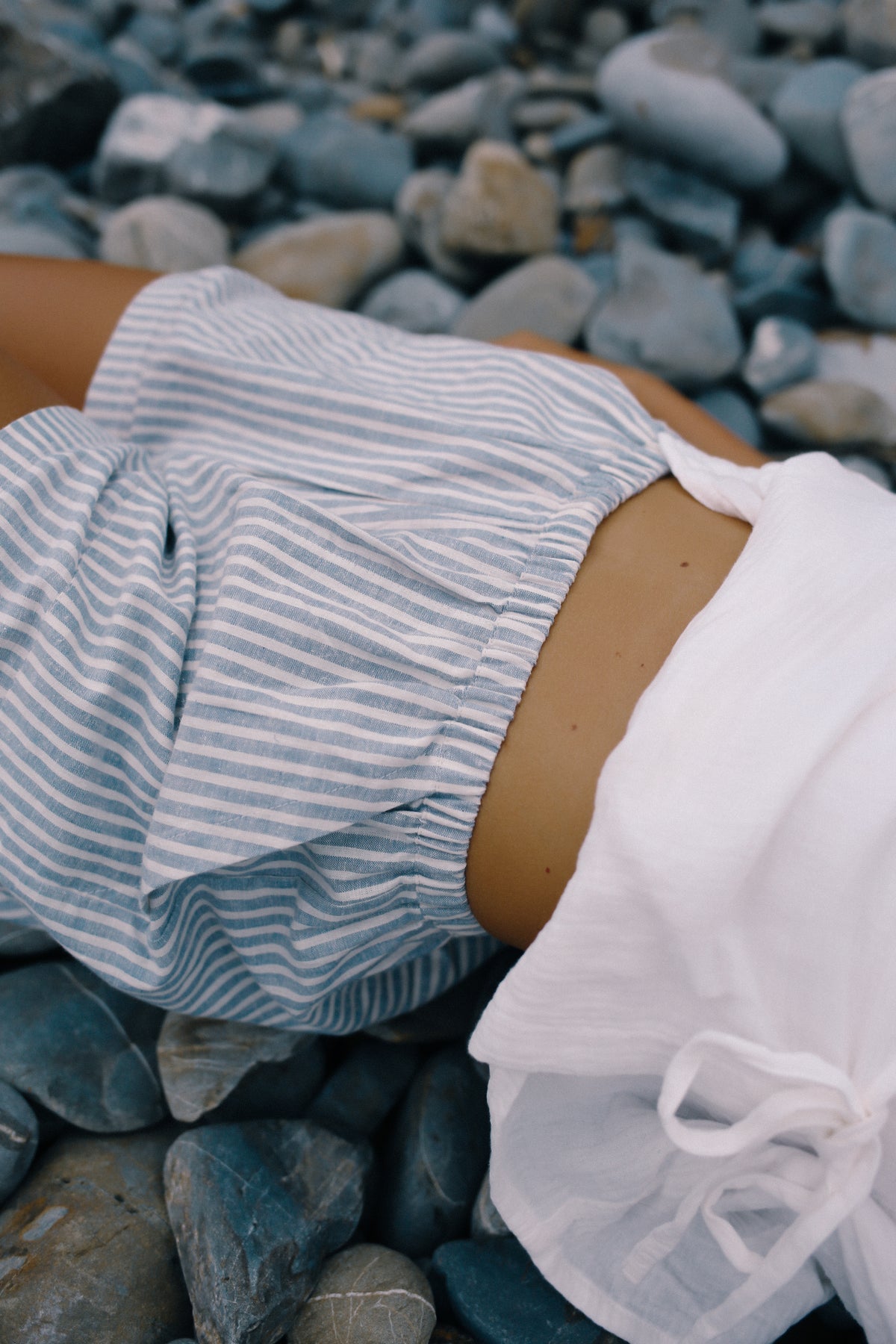 Ava Short - Washed Blue Stripe
