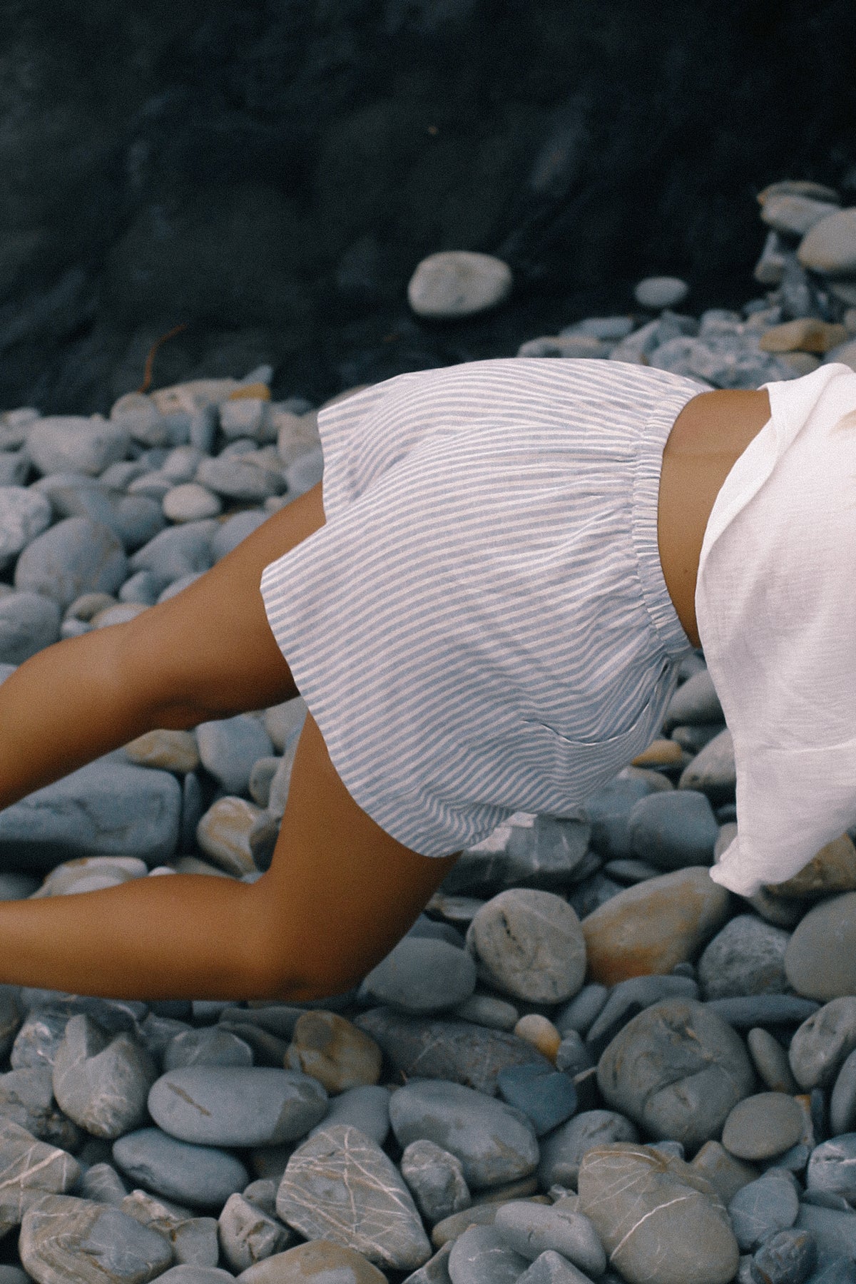 Ava Short - Washed Blue Stripe