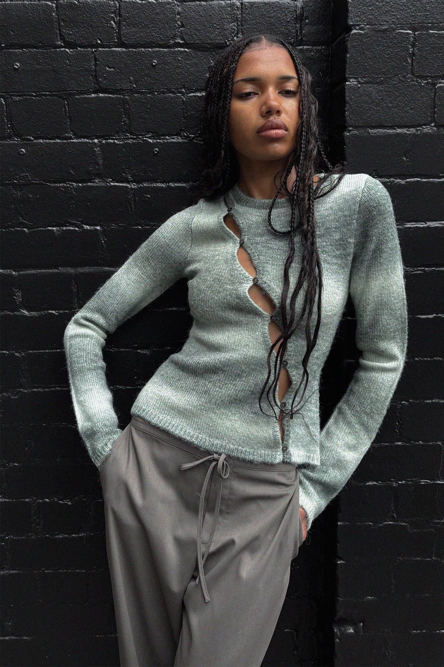 Alegra Asym Cardi - Forest Gradient