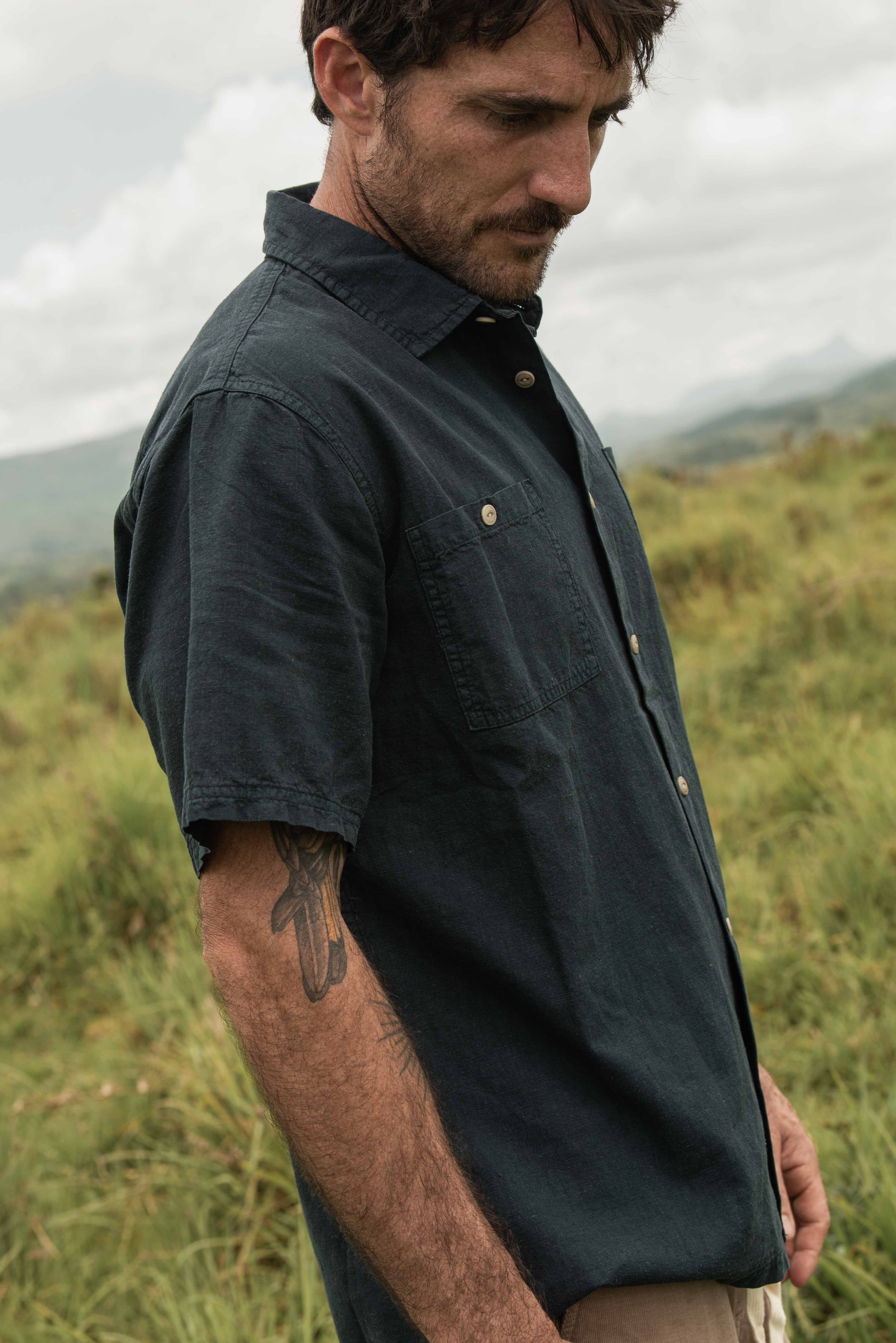 Twin Pocket Hemp Shirt - Blue