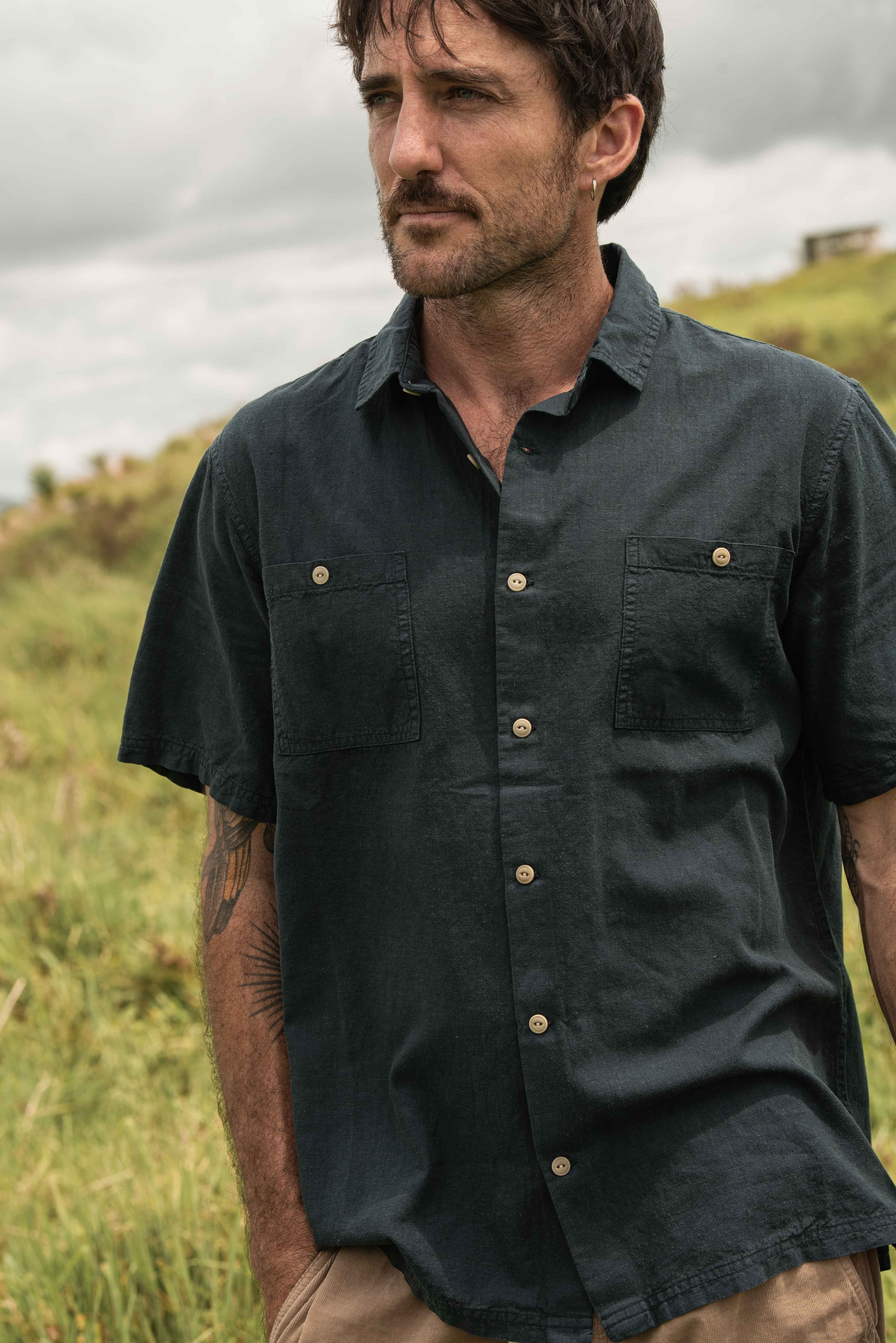 Twin Pocket Hemp Shirt - Blue