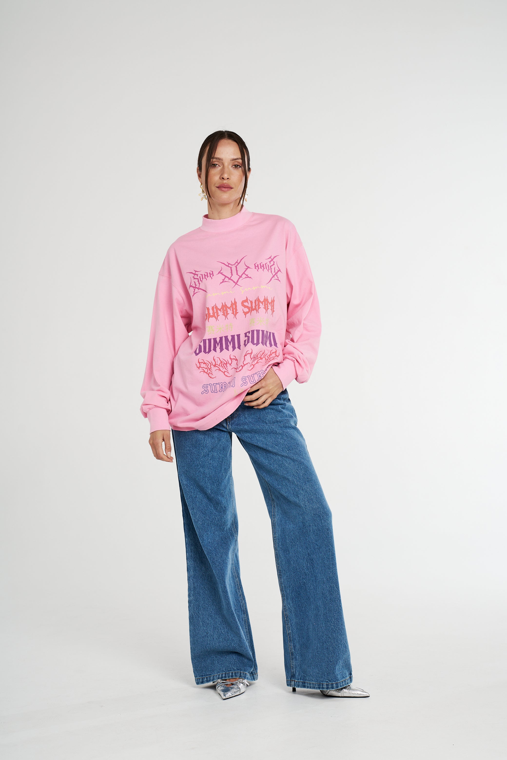 Long Sleeve Band Tee - Pink