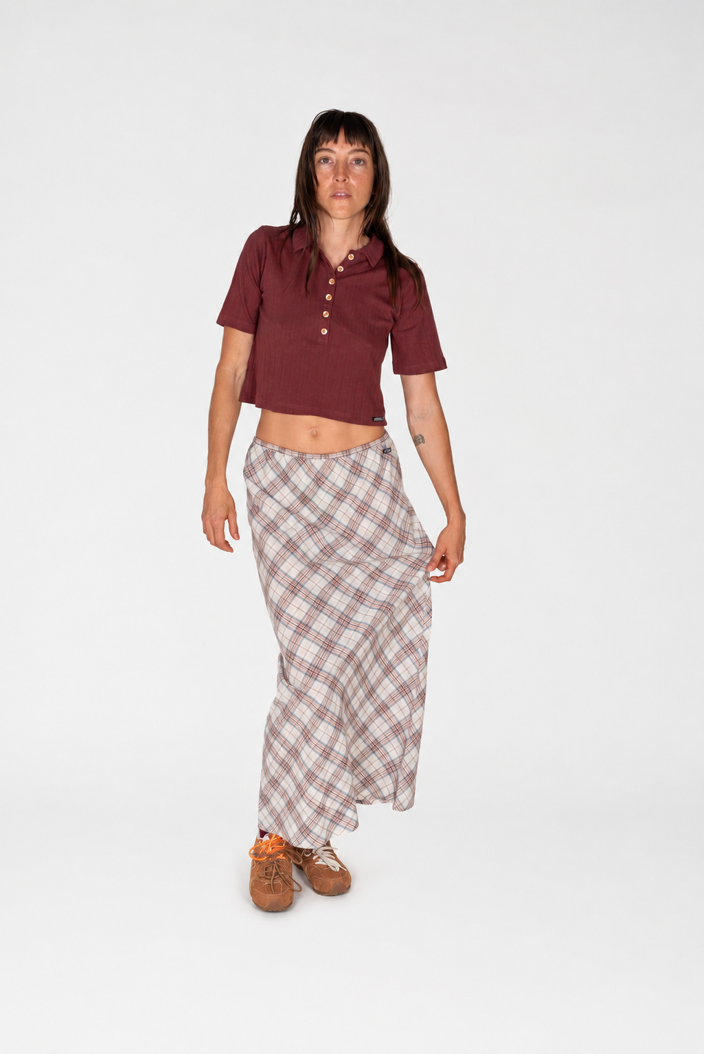 Yani Bias Maxi Skirt - Espresso Check
